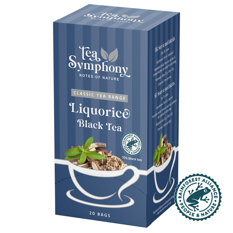Te, Symphony, Lakrids sort tea, pakke a 20 stk