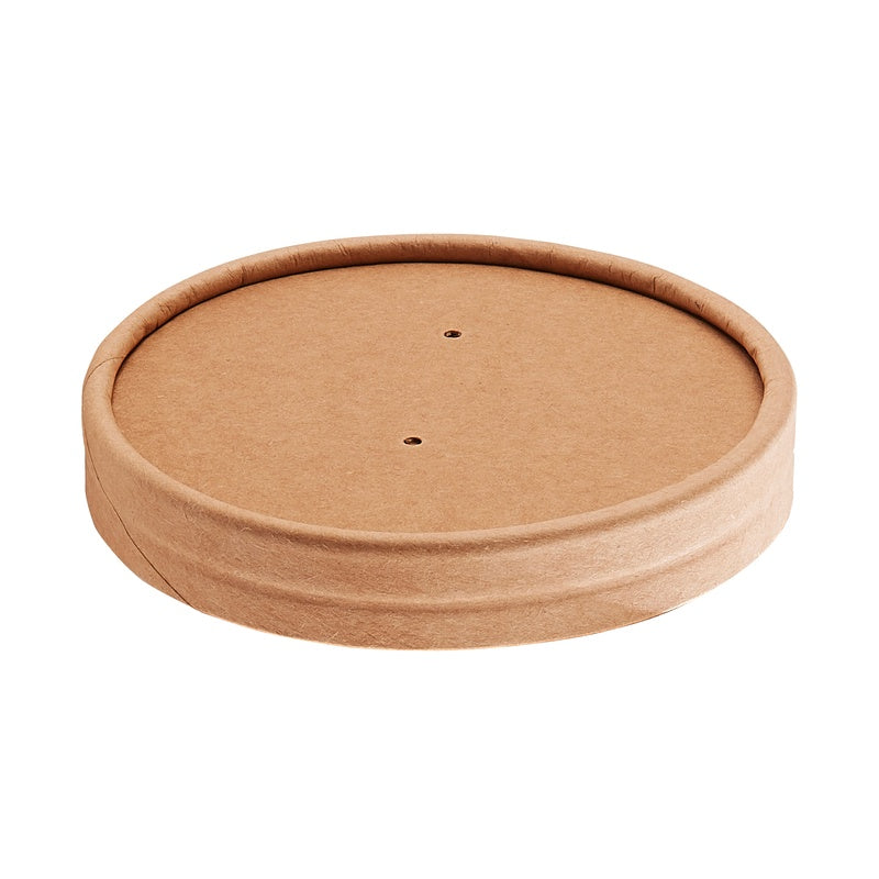 Låg til suppebæger, Rund, udvendig diameter: 90 mm, Kraftpapir, brun, 8 oz - 12 oz, karton a 500 stk, palle 14 kartoner, Fødevaregodkendt
