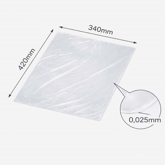Topark, 25 µm, 420x 340 mm, LD-PE, transparent, pakke a 2000 ark, Fødevaregodkendt