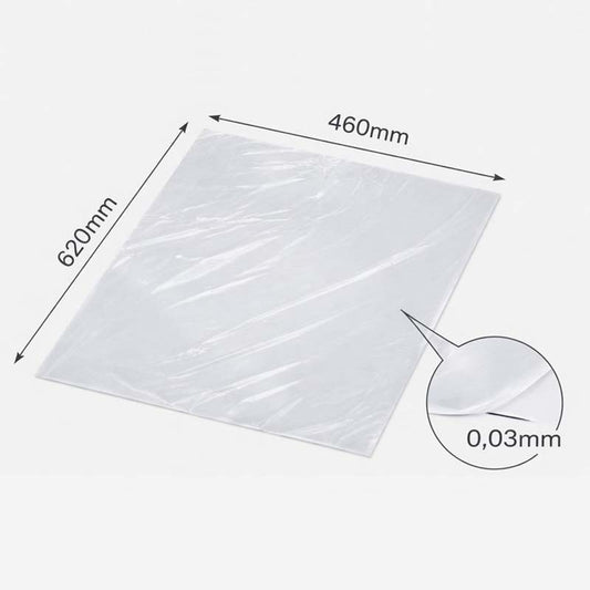 Topark, 30 µm, 620x 460 mm, LD-PE, transparent, pakke a 2000 ark, Fødevaregodkendt