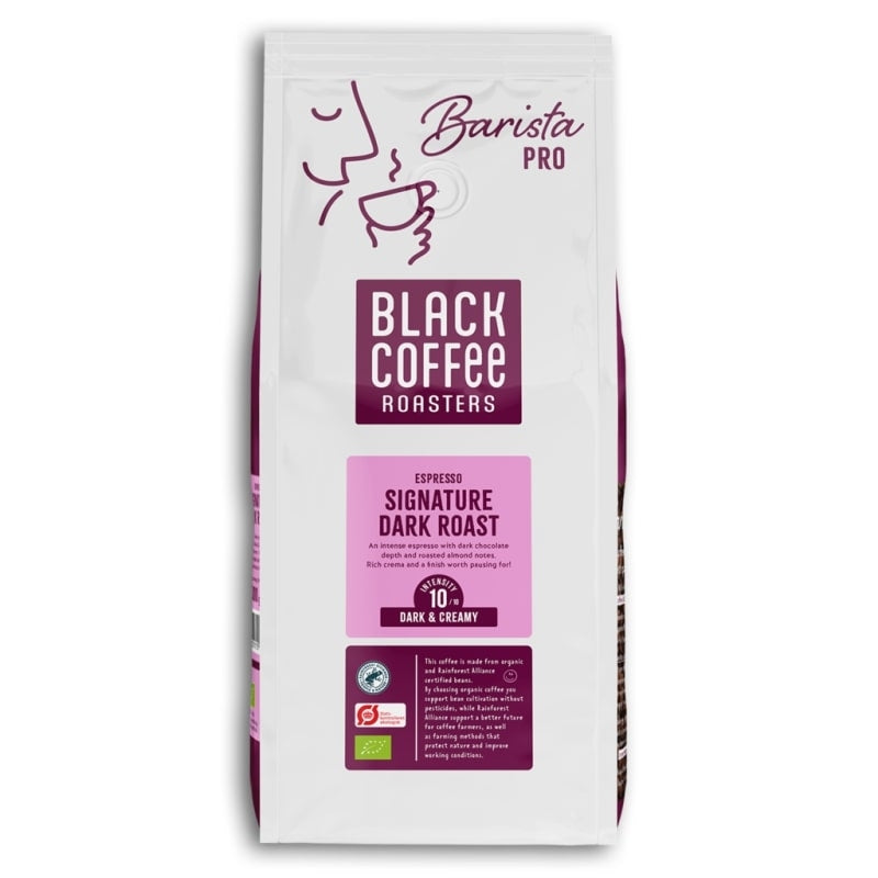 Espresso helbønner, BKI Black Coffee, pose a 1 kg, økologisk