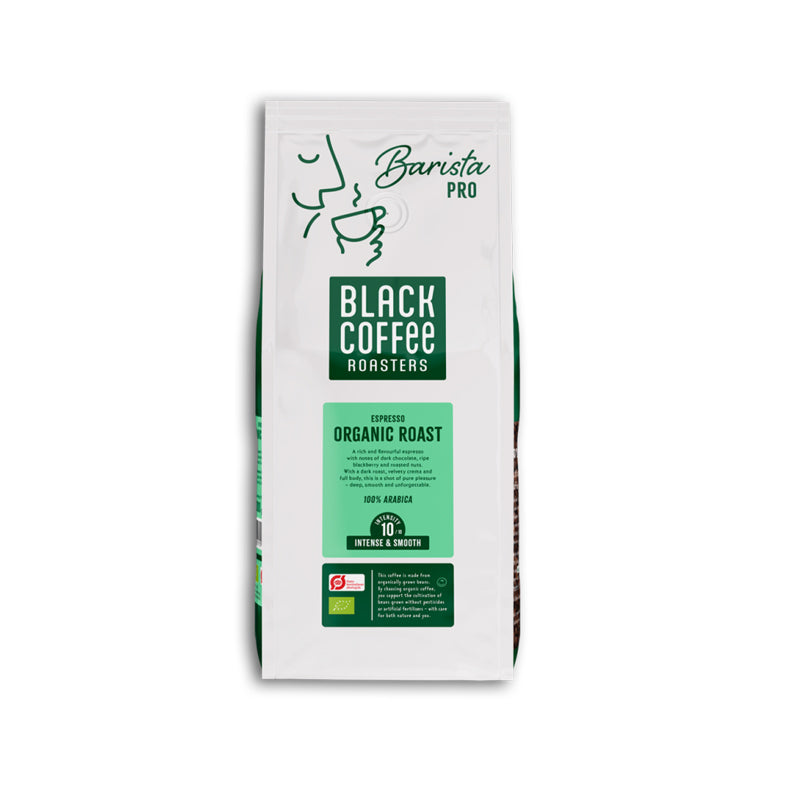 Espresso hele bønner, BKI Black Coffee, Original Dark, pose a 1 kg, økologisk, 6 poser