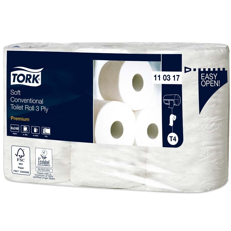 Toiletpapir, Tork, Premium, T4, hvid, x 34.72m, kasse a 42 ruller, FSC Mix Credit