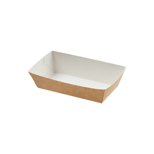 Pommes frites bakke, Food Line, Nr. 0, 120x60x37mm, Pap, brun/hvid, pakke a 100 stk
