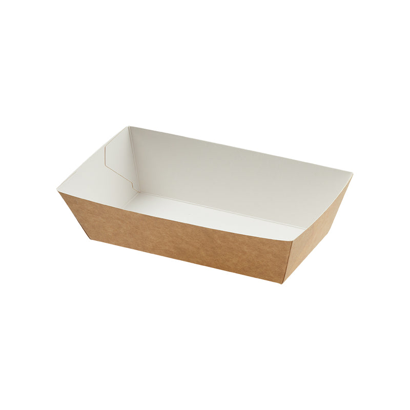 Pommes frites bakke, Food Line, Nr. 1, 136x66x43mm, Pap, brun/hvid, pakke a 100 stk