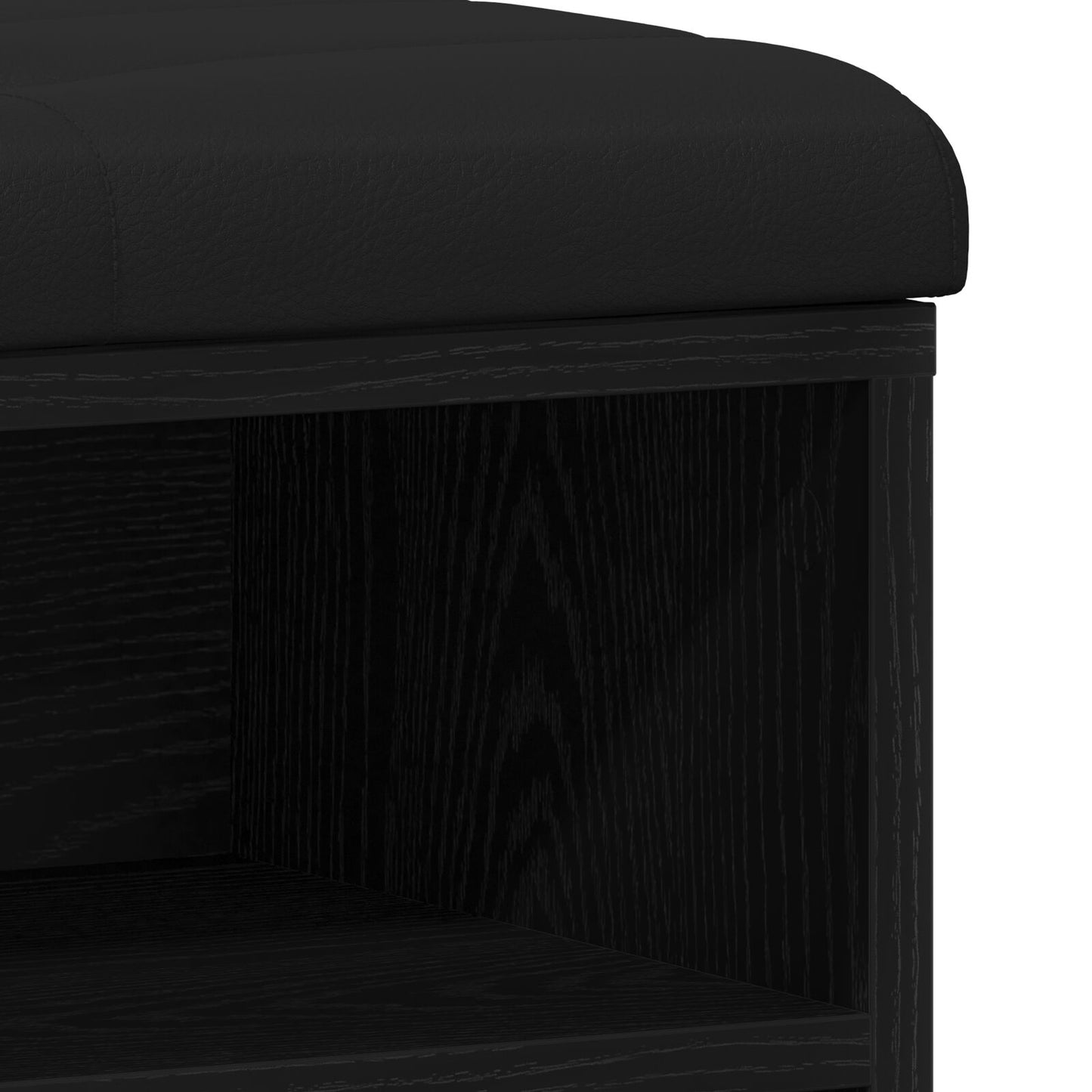 Opbevaringsbænk Sort Eg 100x30x48 cm Konstrueret Træ