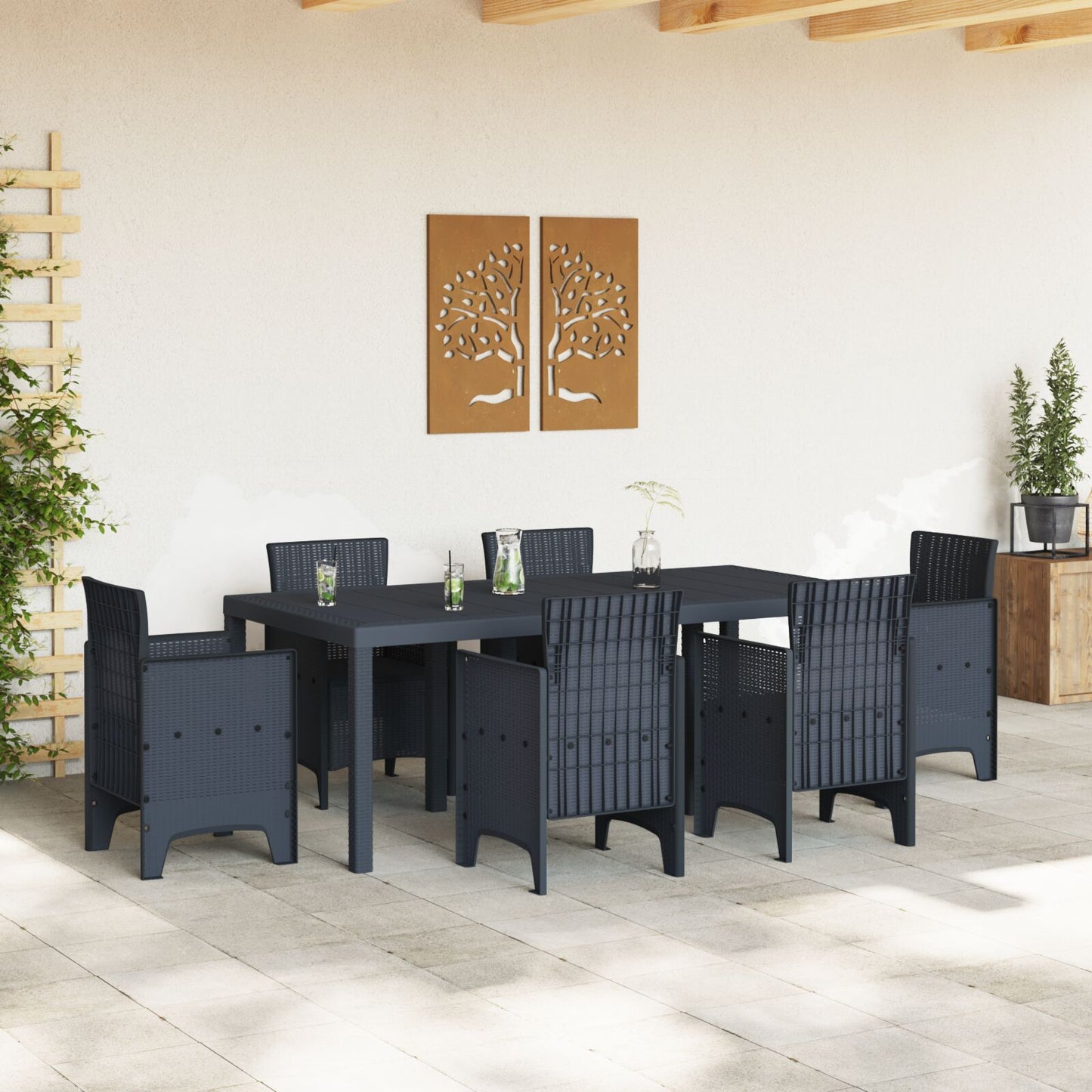 Havebord Antracit 200x100x73 cm Poly Rattan