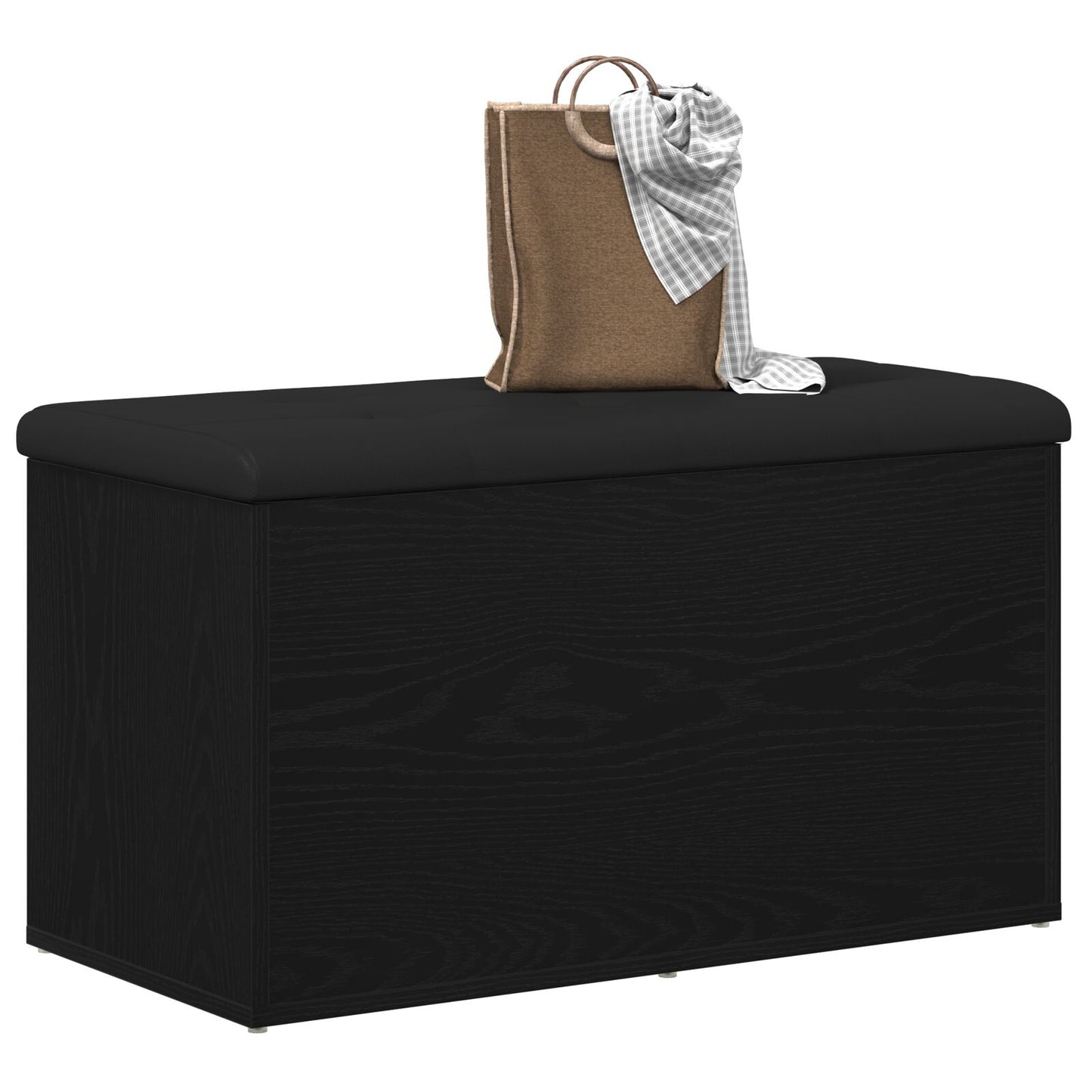 Opbevaringsbænk Sort Eg 80x40x45 cm Ingeniørtræ