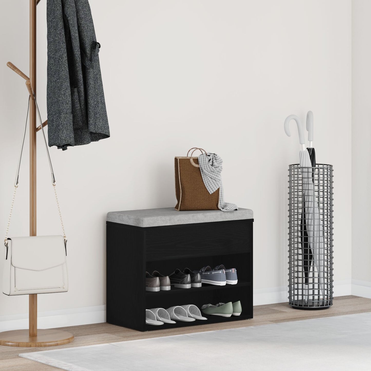 Hallbænk Sort Eg 60x30x45 cm Udført i Træ