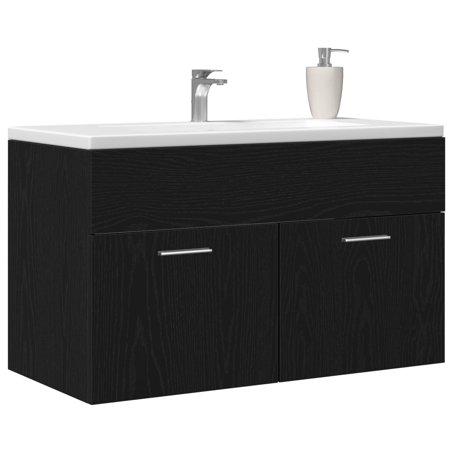 Badeværelsesskabe Sort Eg 90x38,5x46 cm Konstrueret træ
