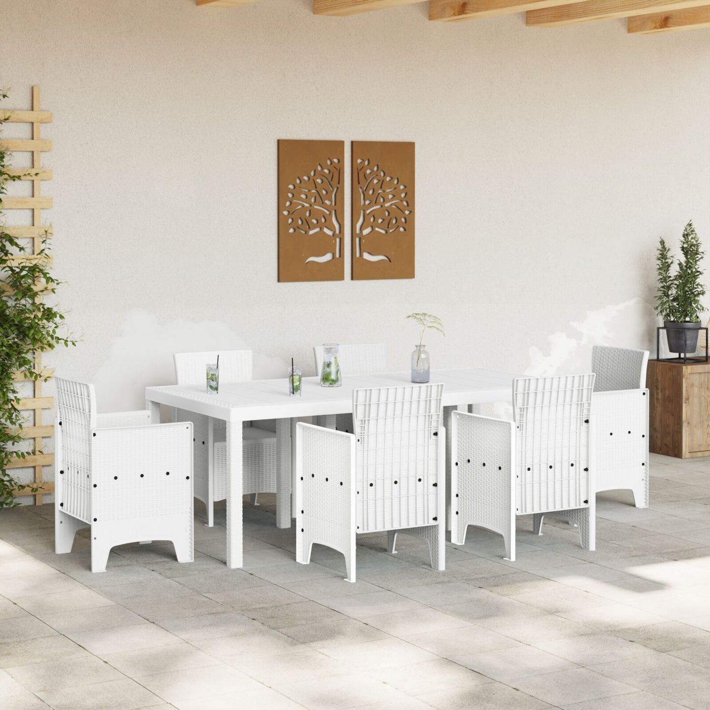 Havebord Hvid 200x100x73 cm Poly Rattan