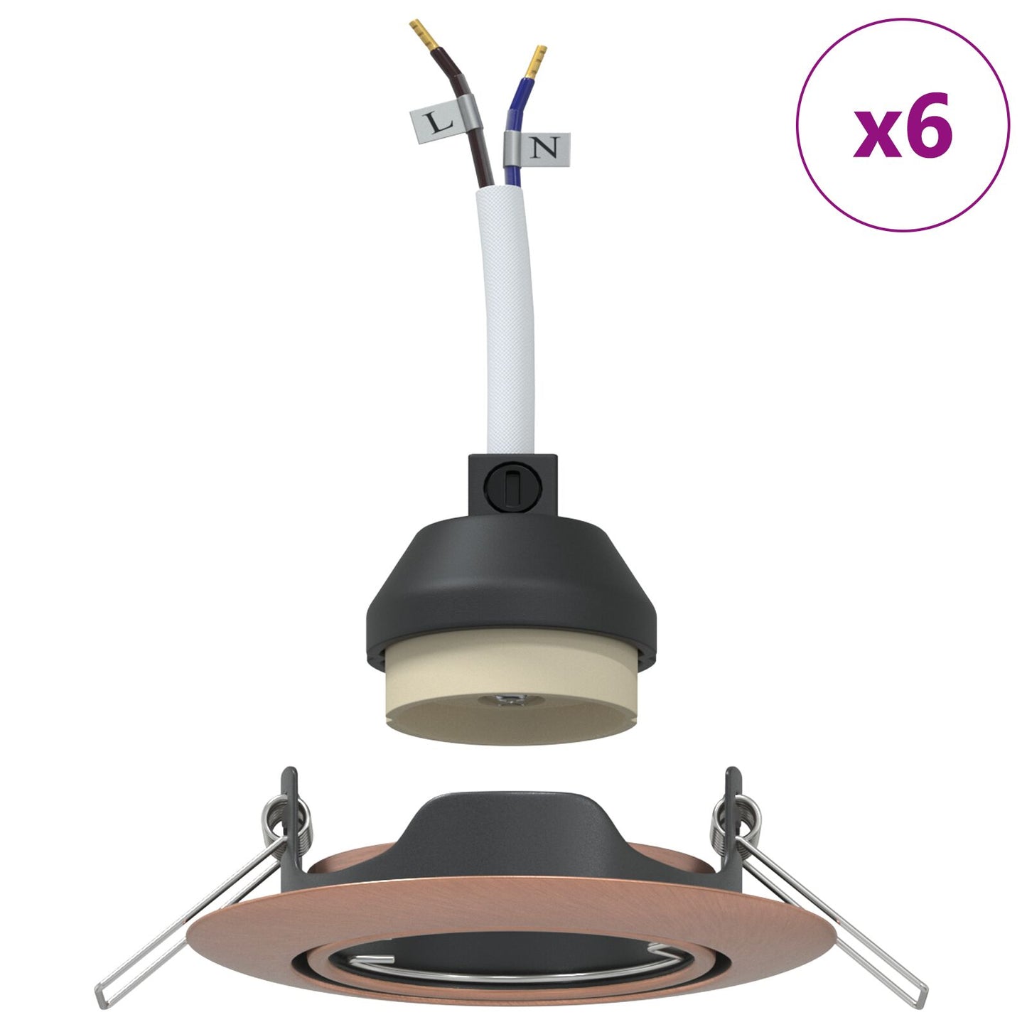 Lamper Sæt med 6 Kobber 9 cm Flush Mount Loftlamper Runde