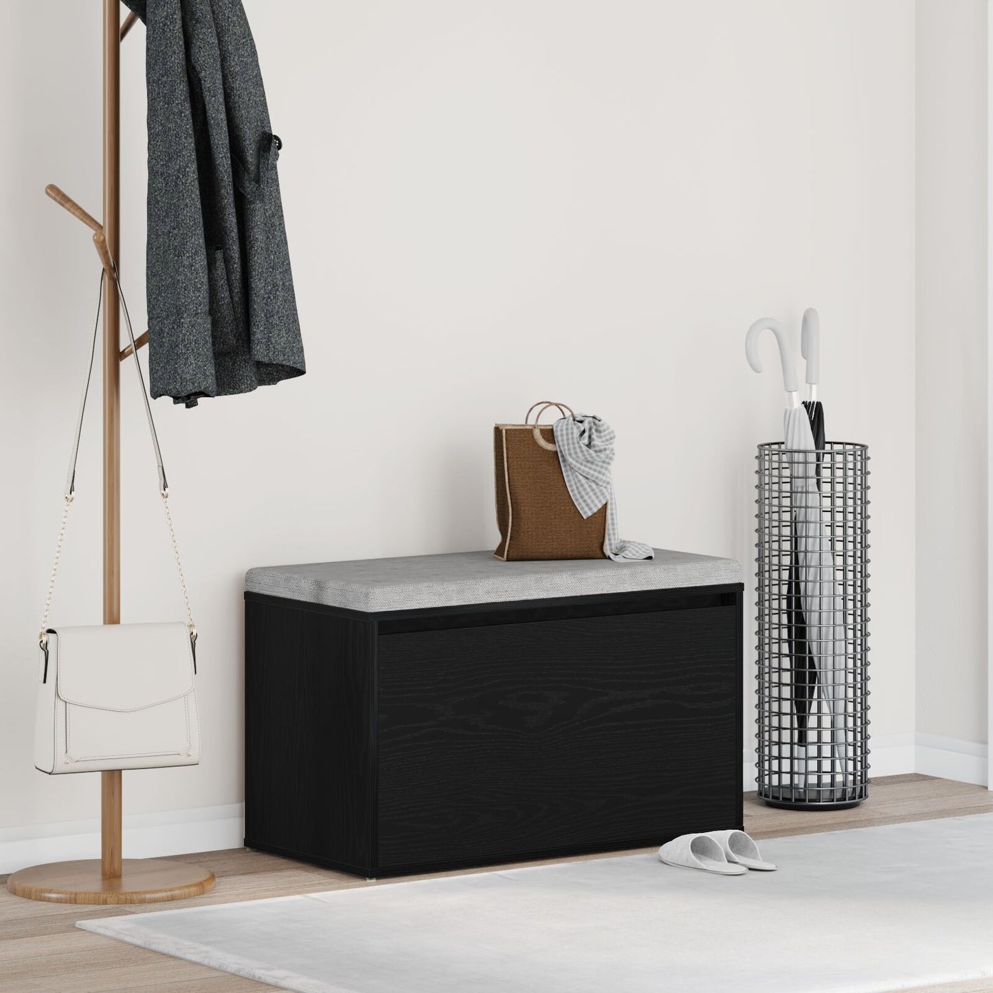 Hallbænk Sort Eg 80x40x45 cm Lavet af Træ