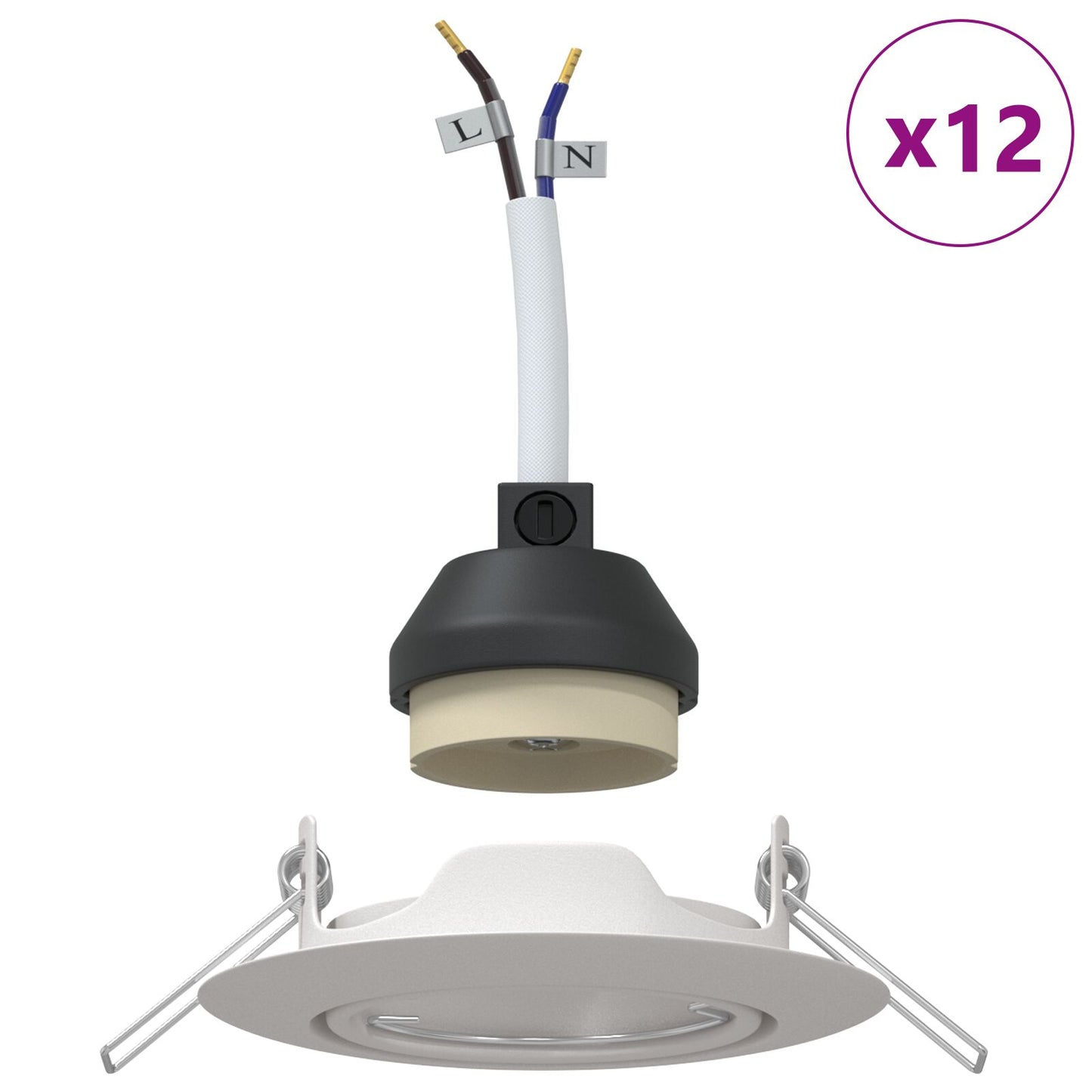 Lamper Sæt med 12 Hvid Plast 9 cm Indbyggede Loftlamper Rund