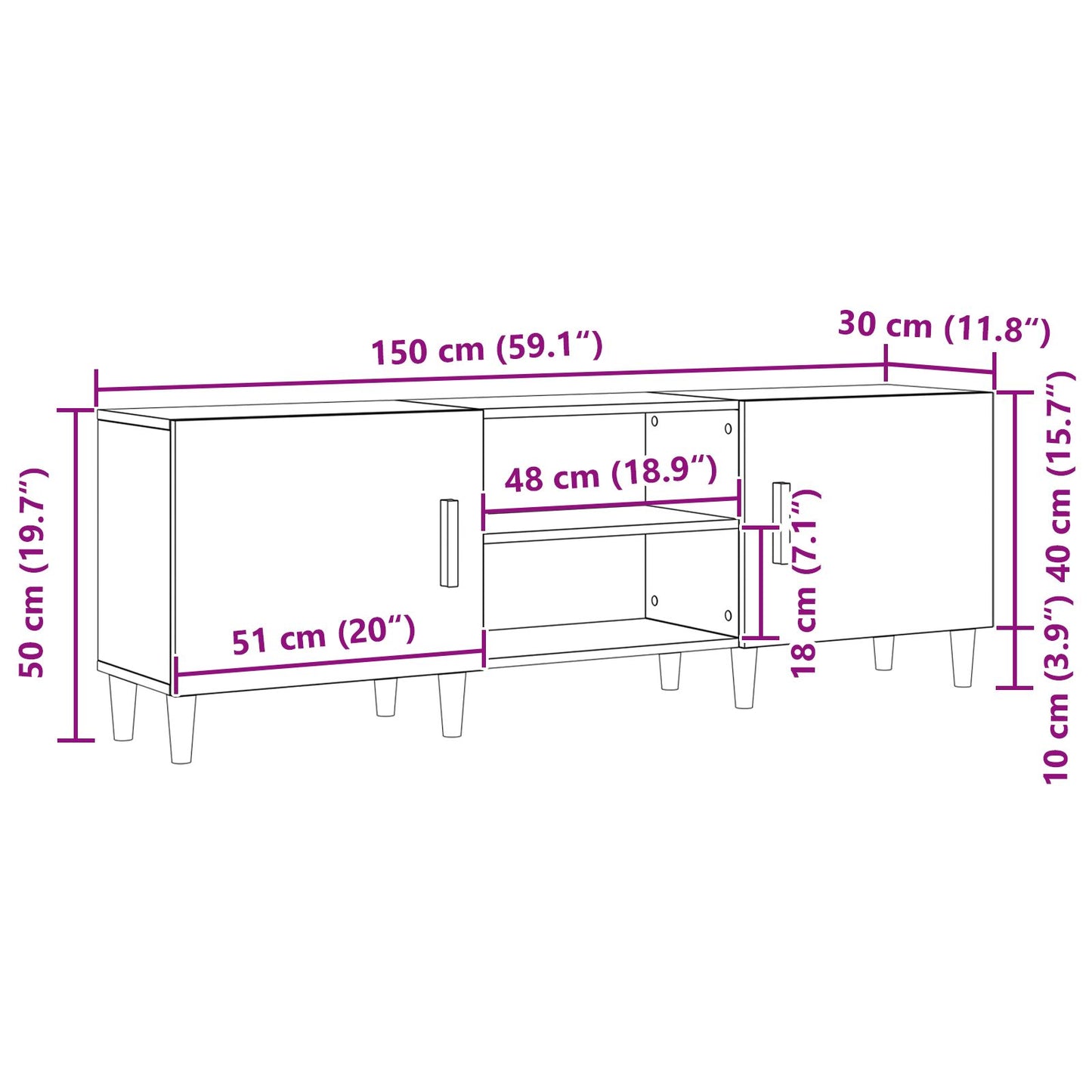 TV-bænk Gammelt Træ 150x30x50 cm Ingeniørtræ