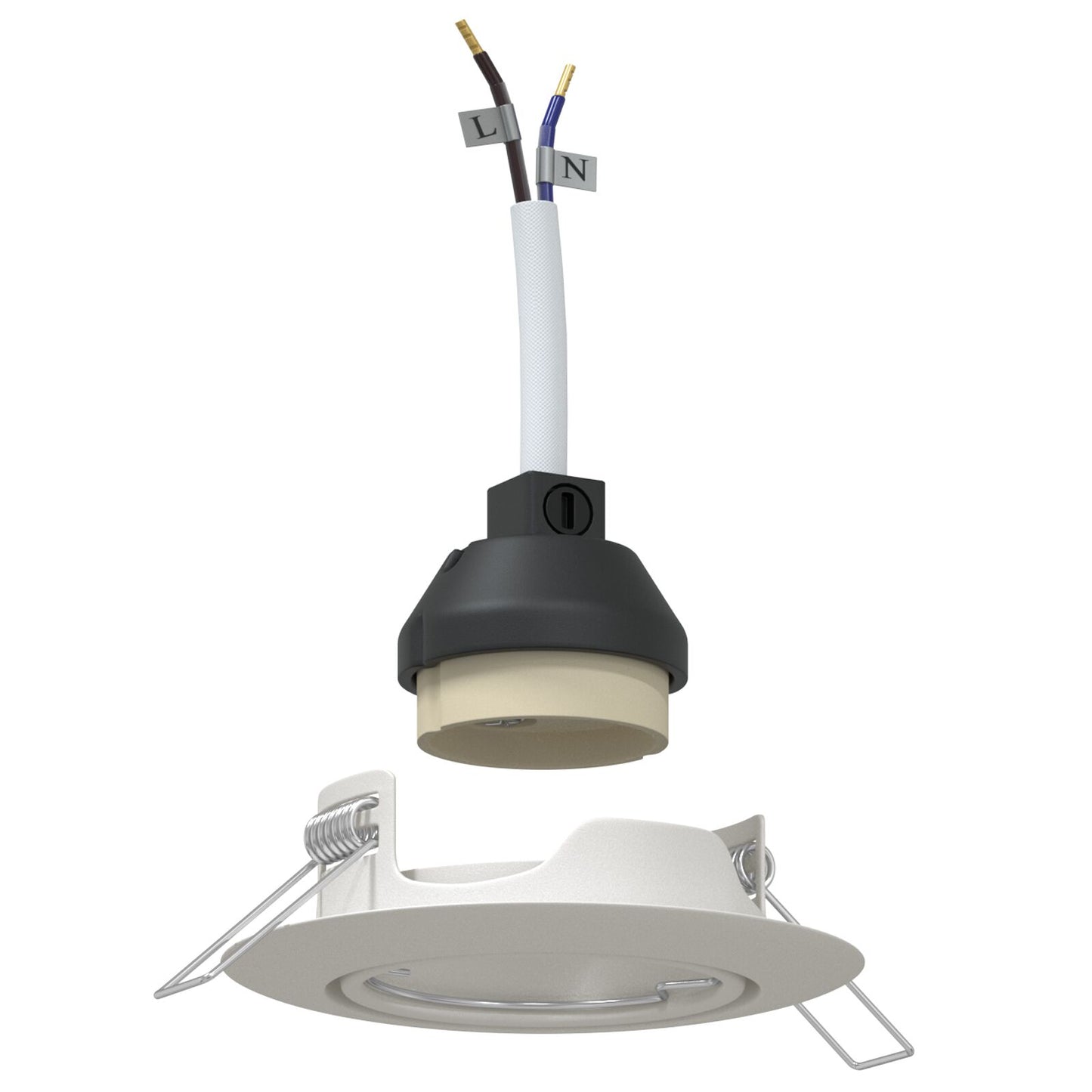 Lamper Sæt med 12 Hvid Plast 9 cm Indbyggede Loftlamper Rund