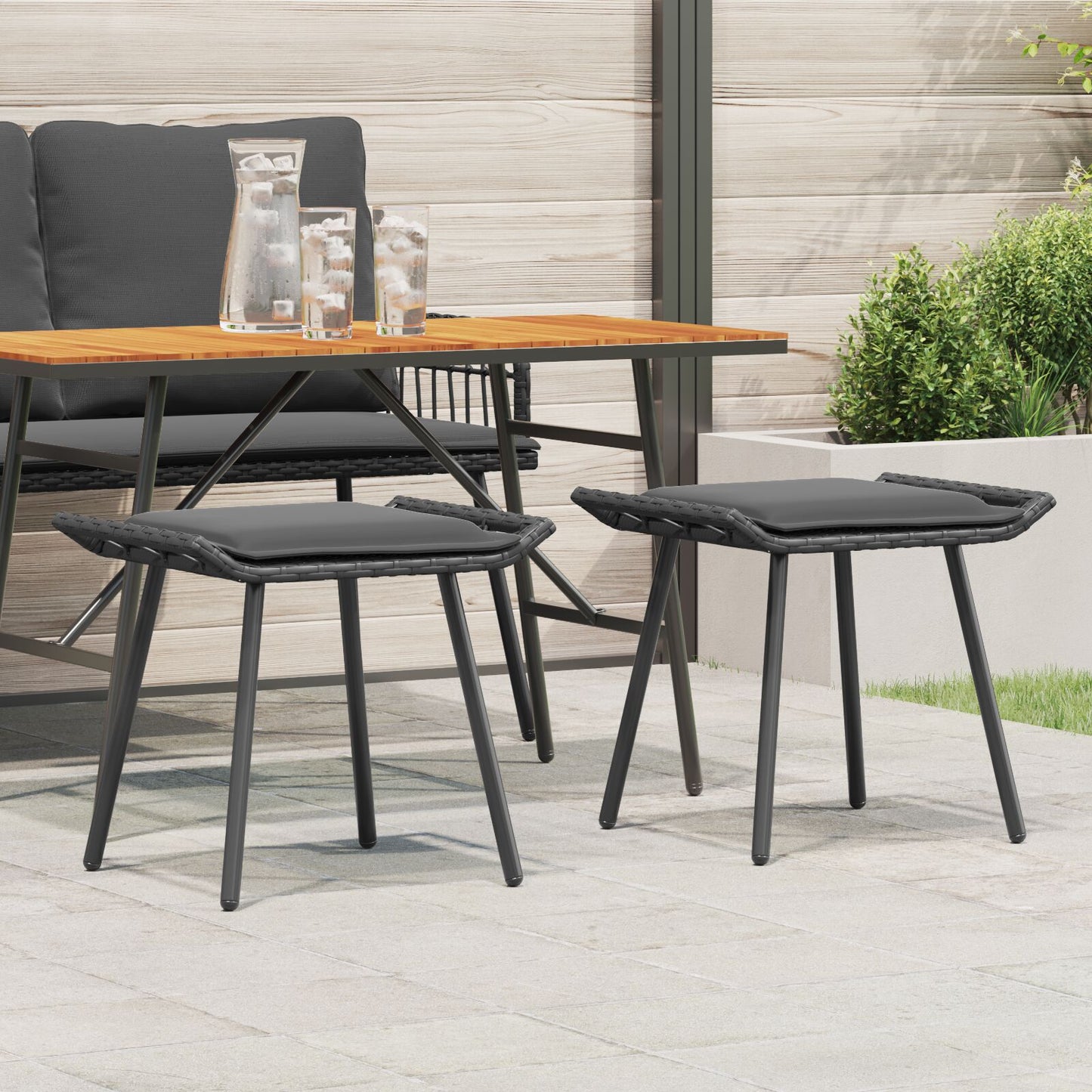 Havebænke 2 stk Sort 50x40x45 cm Poly Rattan