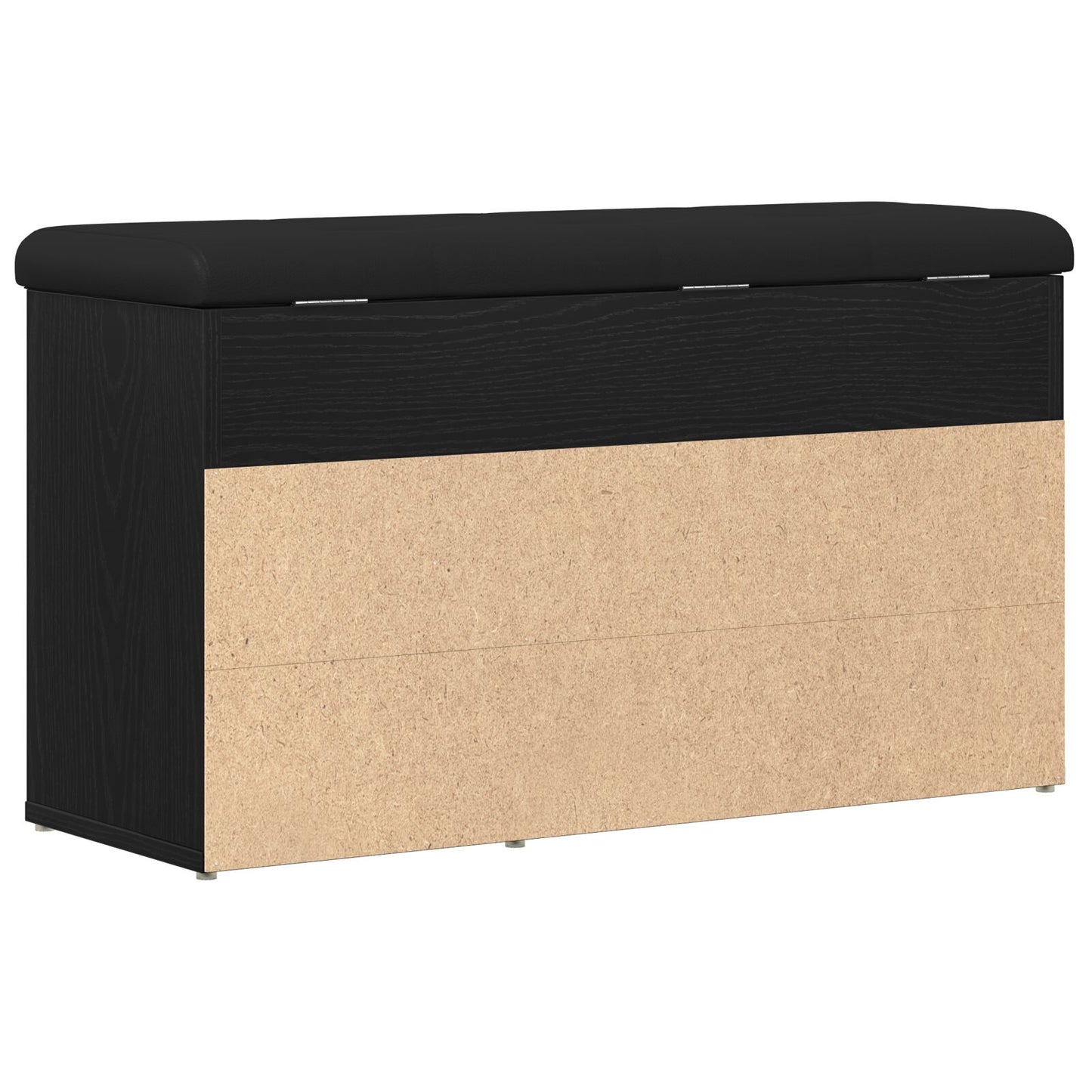 Opbevaringsbænk Sort Egetræ 80x30x45 cm Ingeniørtræ