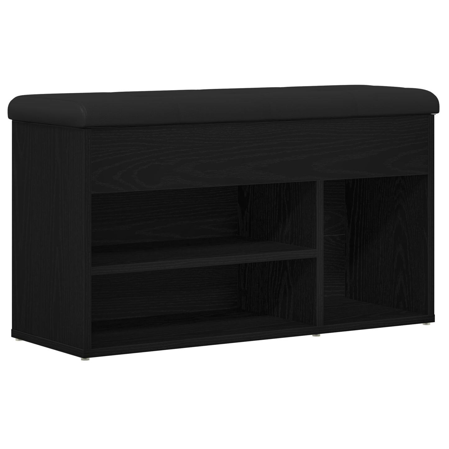 Opbevaringsbænk Sort Egetræ 80x30x45 cm Ingeniørtræ