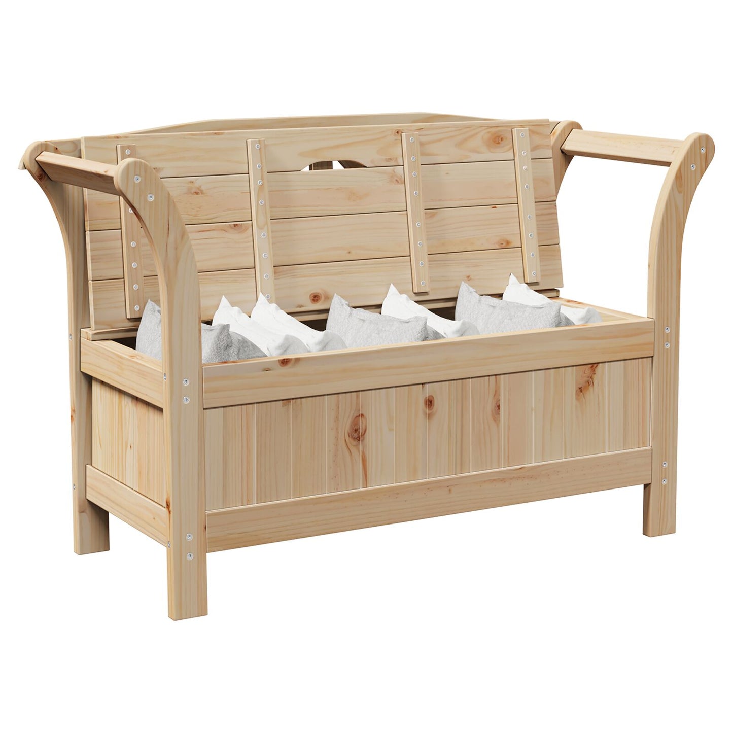 Haveopbevaringsbænk 119x76x44 cm Massivt fyrretræ