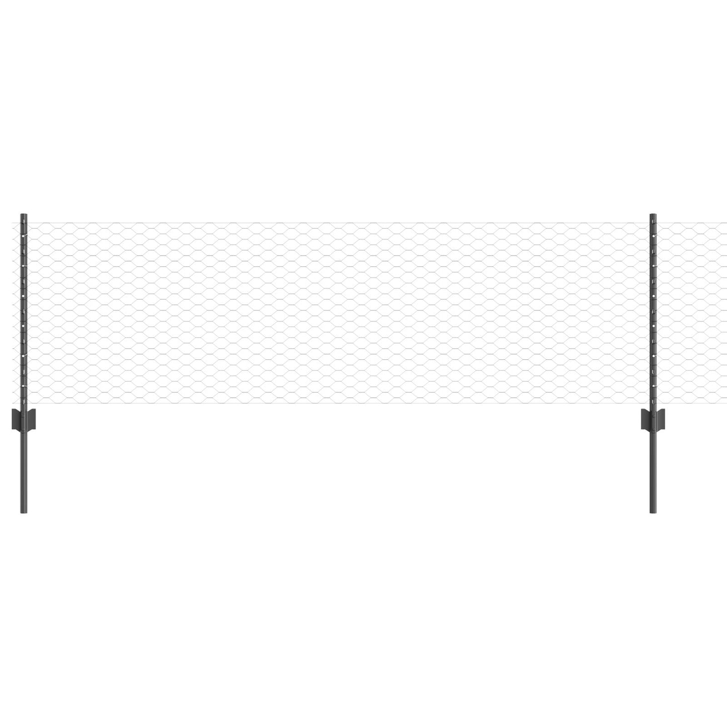 Hegn stolper 11 stk U-kanal Grå 60 cm Stål, vidaXL Sekskantet hegn Grå 0,6x25 m Stål