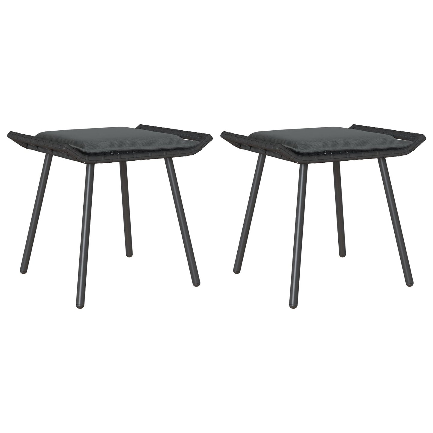 Havebænke 2 stk Sort 50x40x45 cm Poly Rattan