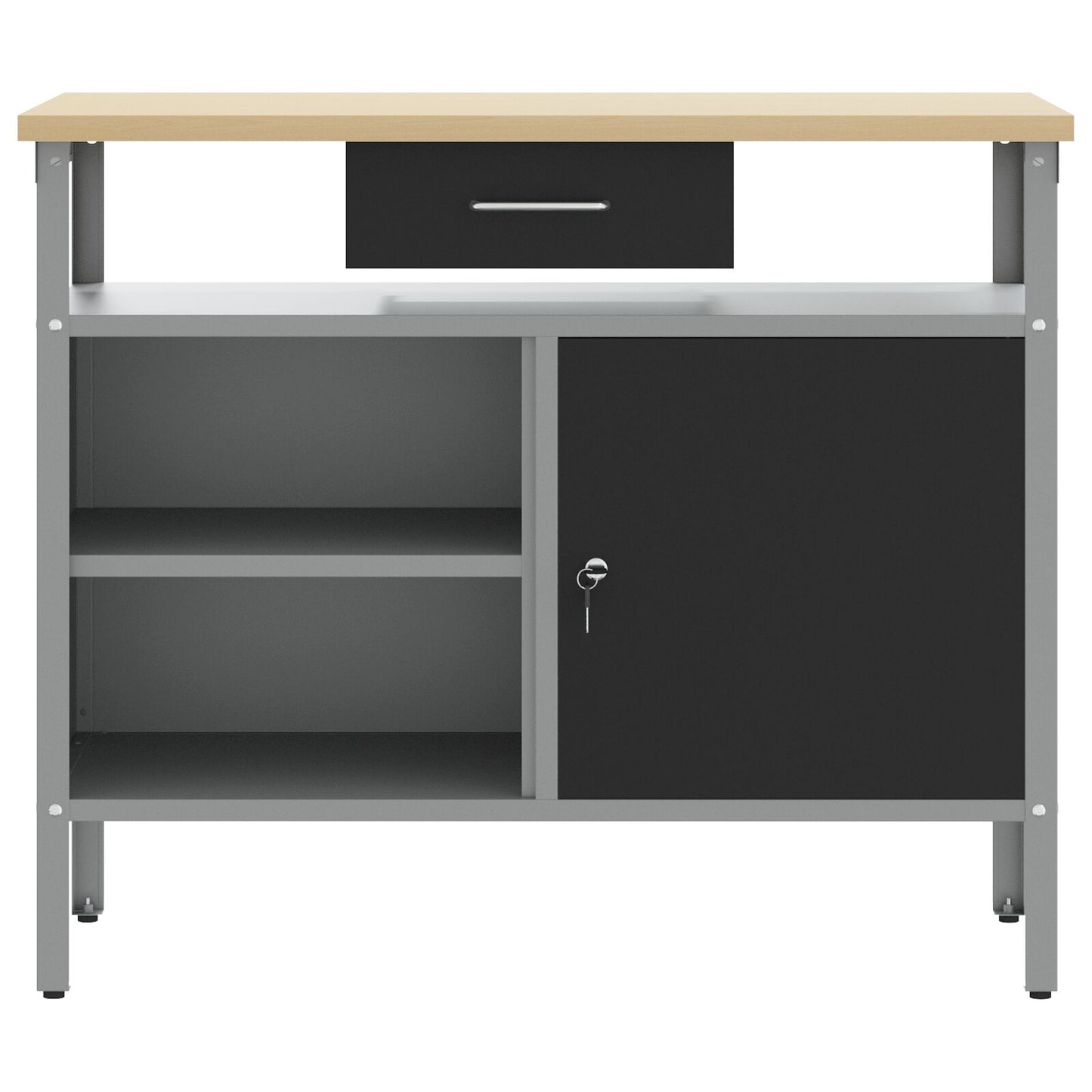 Arbejdsbænk med låsbar dør Sort 100x55x85 cm Stål