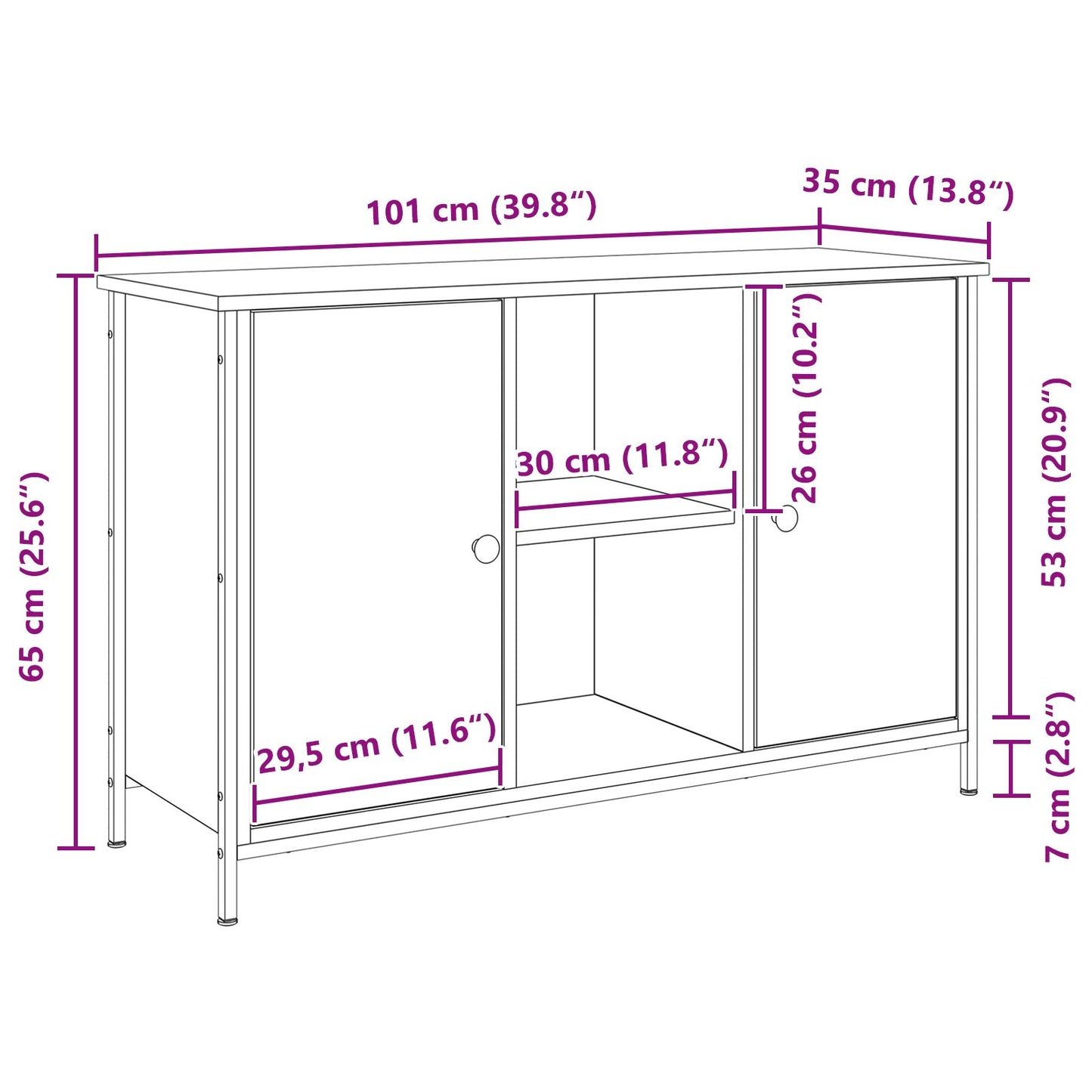 TV-bænk Artisan Eg 101x35x65 cm Konstrueret træ og Stål