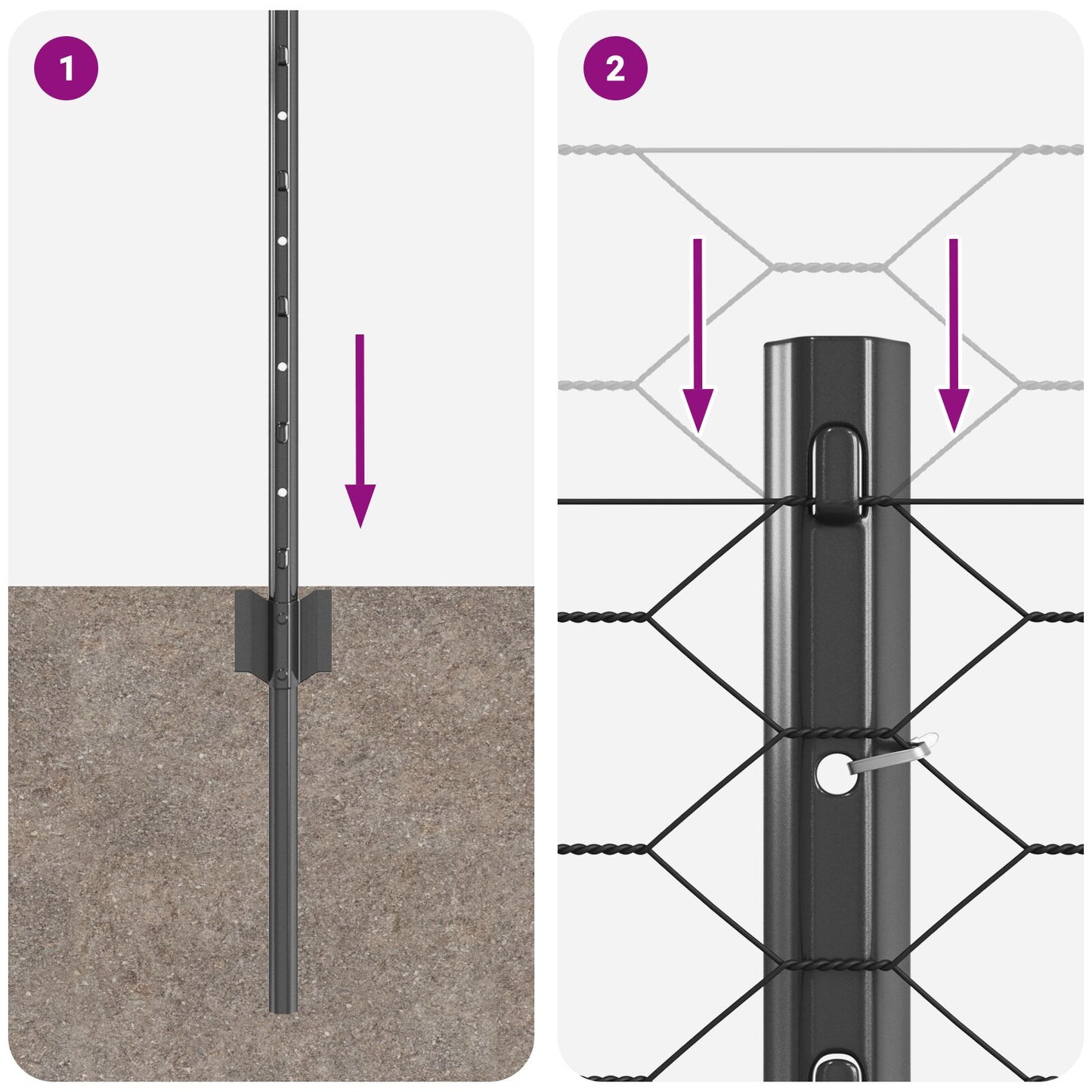 Hegn stolper 11 stk U-kanal Grå 60 cm Stål, vidaXL Sekskantet hegn Grå 0,6x25 m Stål