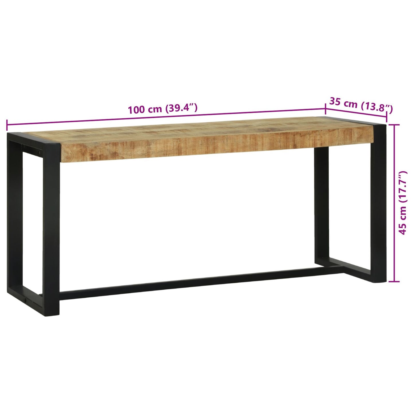 Bænk Brun Mangotræ 100 x 35 x 45 cm Holdbar Entrébænk