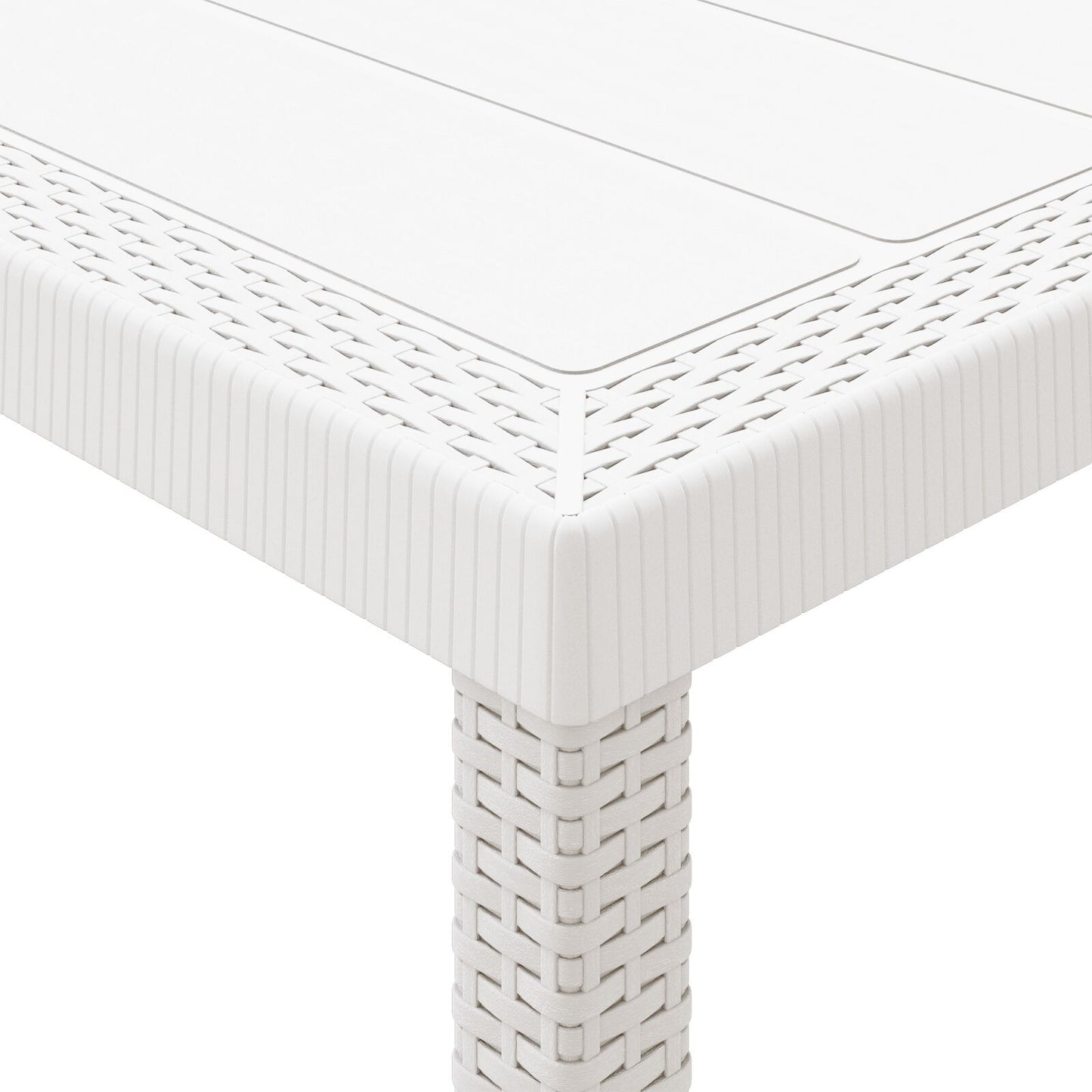 Havebord Hvid 200x100x73 cm Poly Rattan