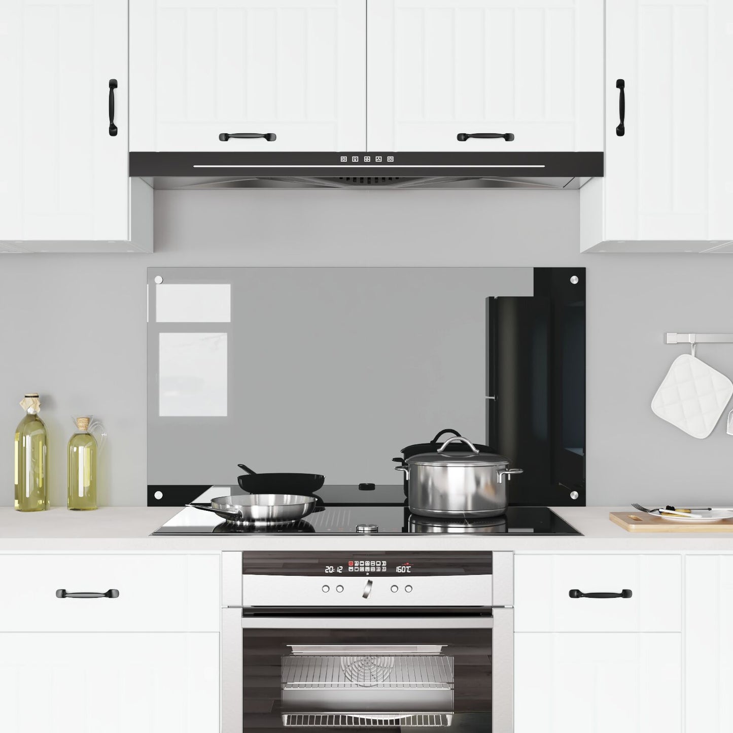 Køkken Backsplash Sort 110x60x0,6 cm Tempereret Glas