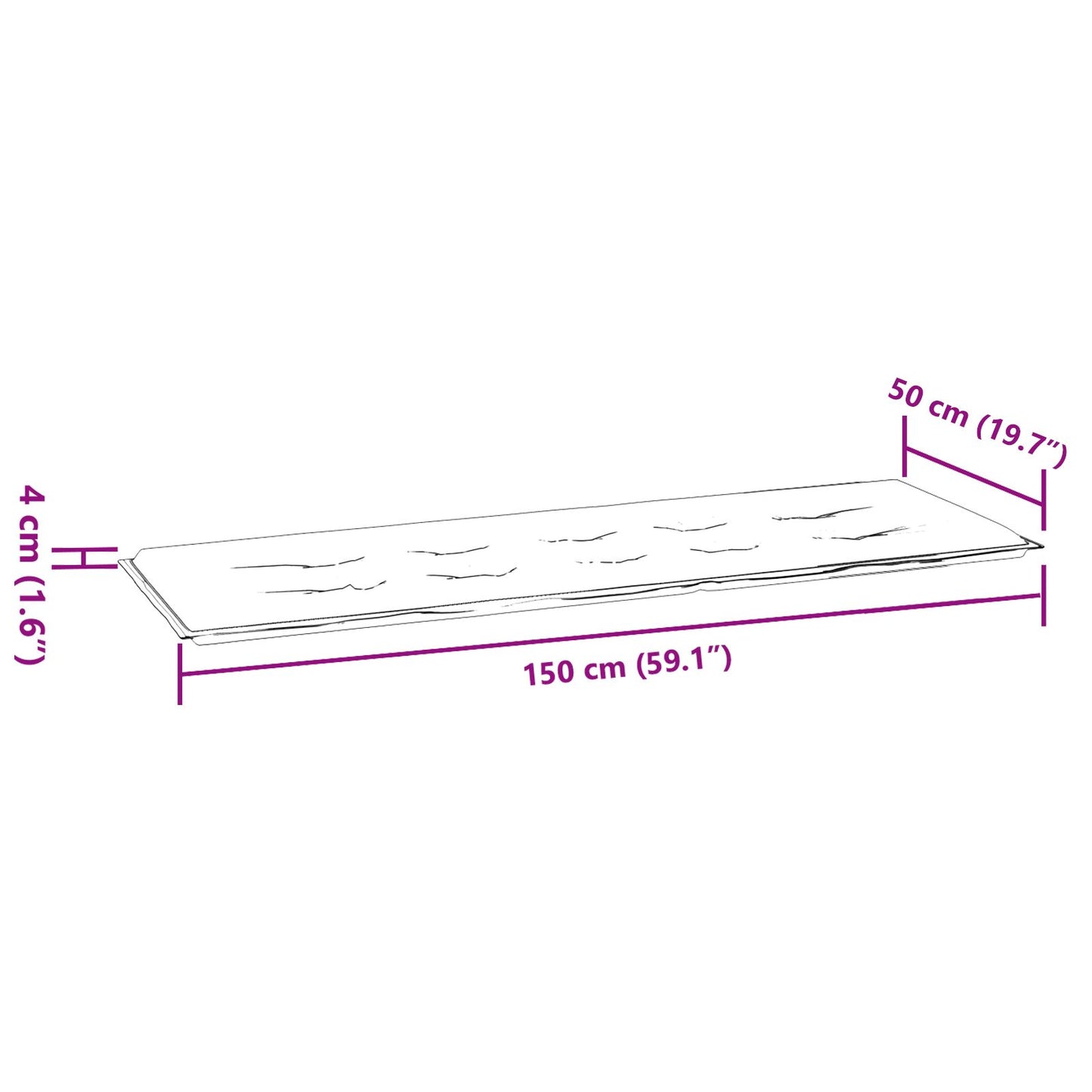 Havebænkpude - Bladdesign, 150x50x4 cm, Lavet med Oxford-stof