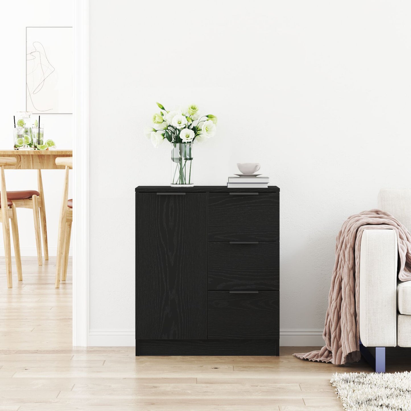 Sort Eg Sideskab 60x30x70 cm lavet af konstrueret træ
