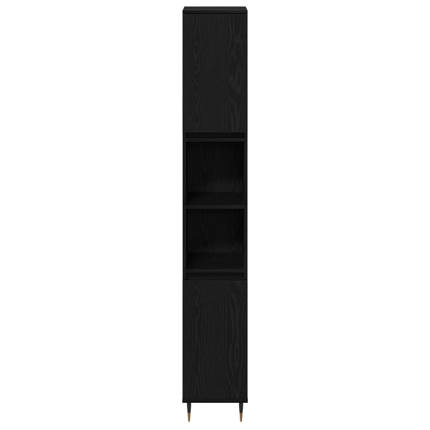 Badeværelsesskab Sort Eg 30x30x190 cm Ingeniørtræ