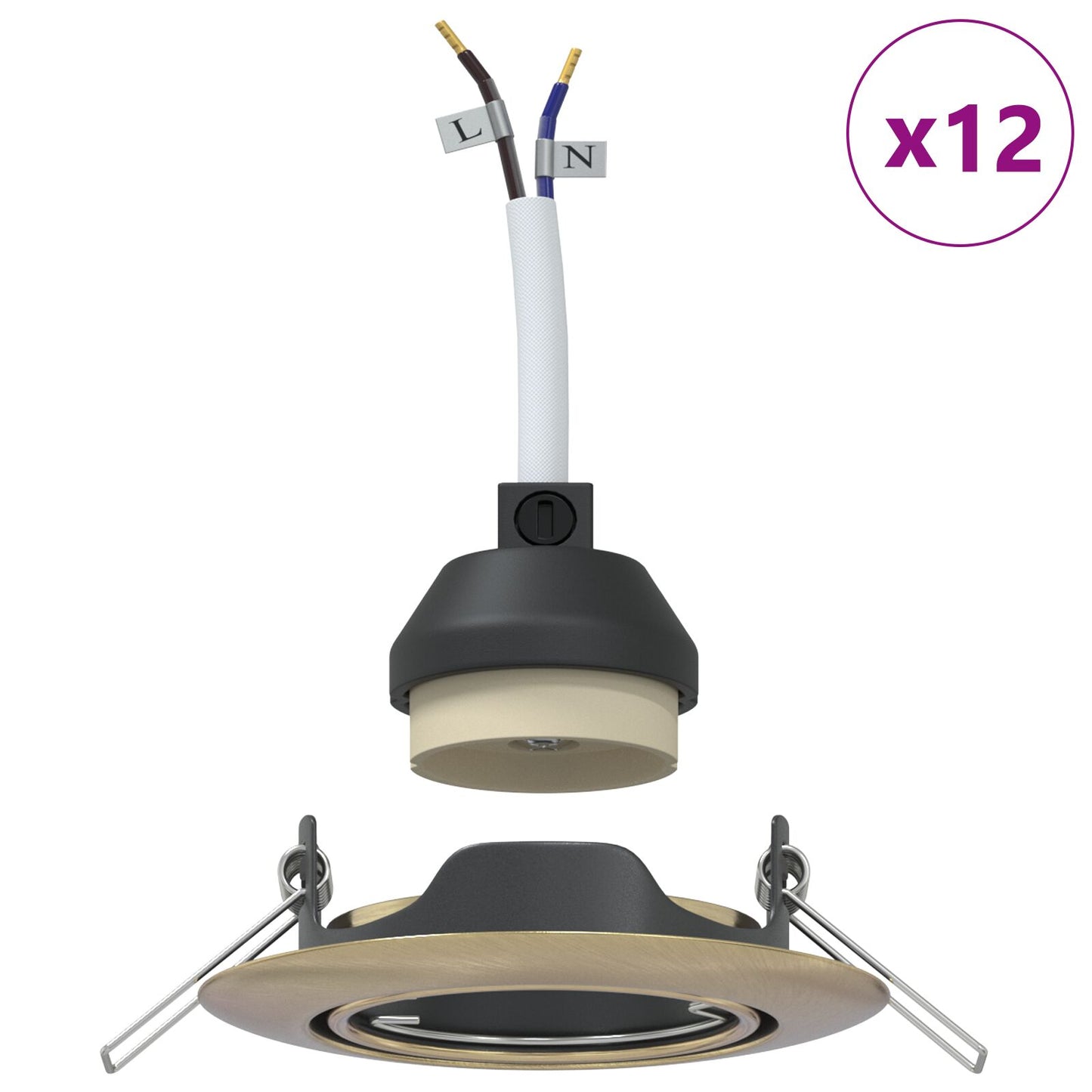 Lamper Sæt med 12 Messing Metal 9 cm Indbyggede loftlamper