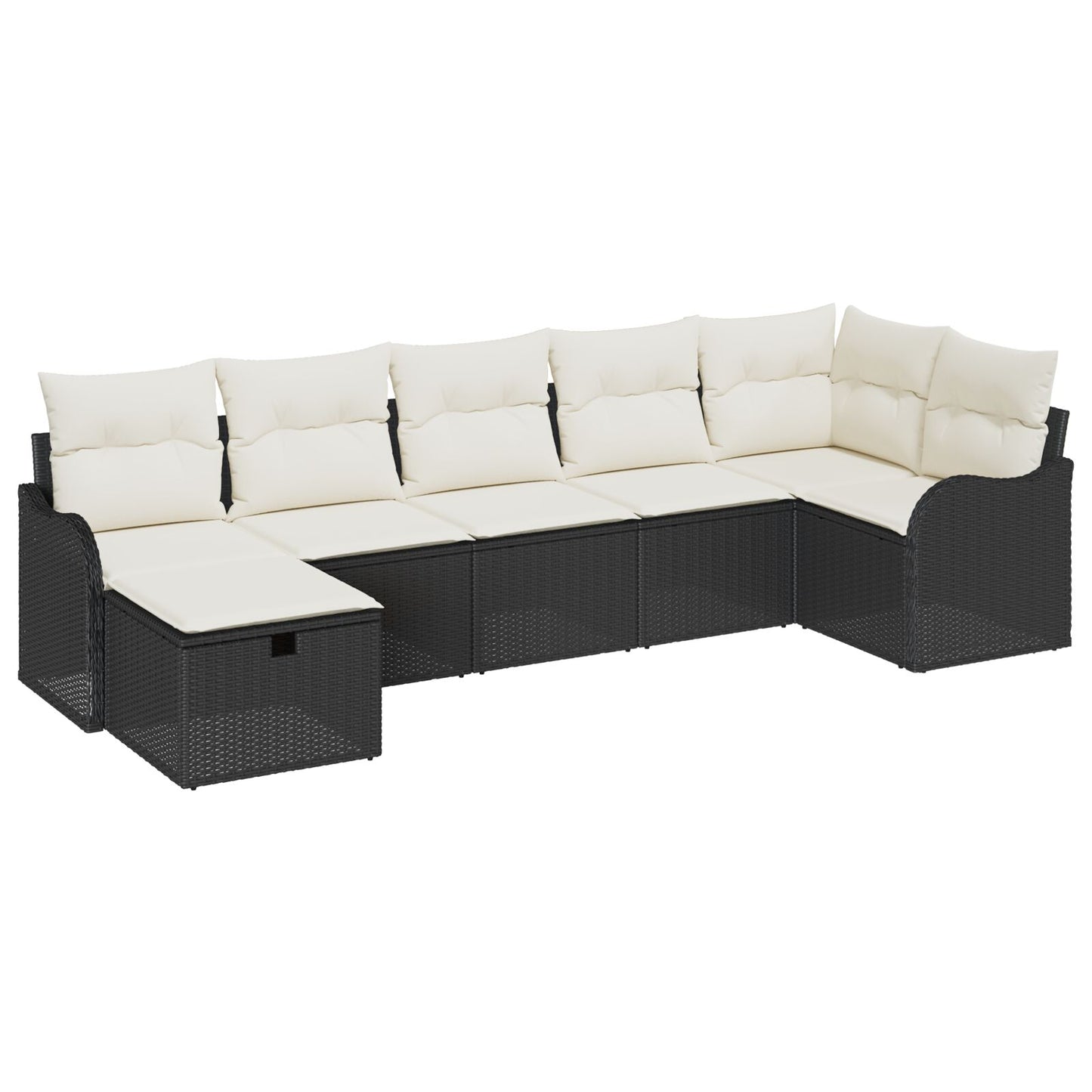 7-delt havesofa sæt med puder sort poly rattan, vidaXL 2-personers havesofa med puder sort poly rattan