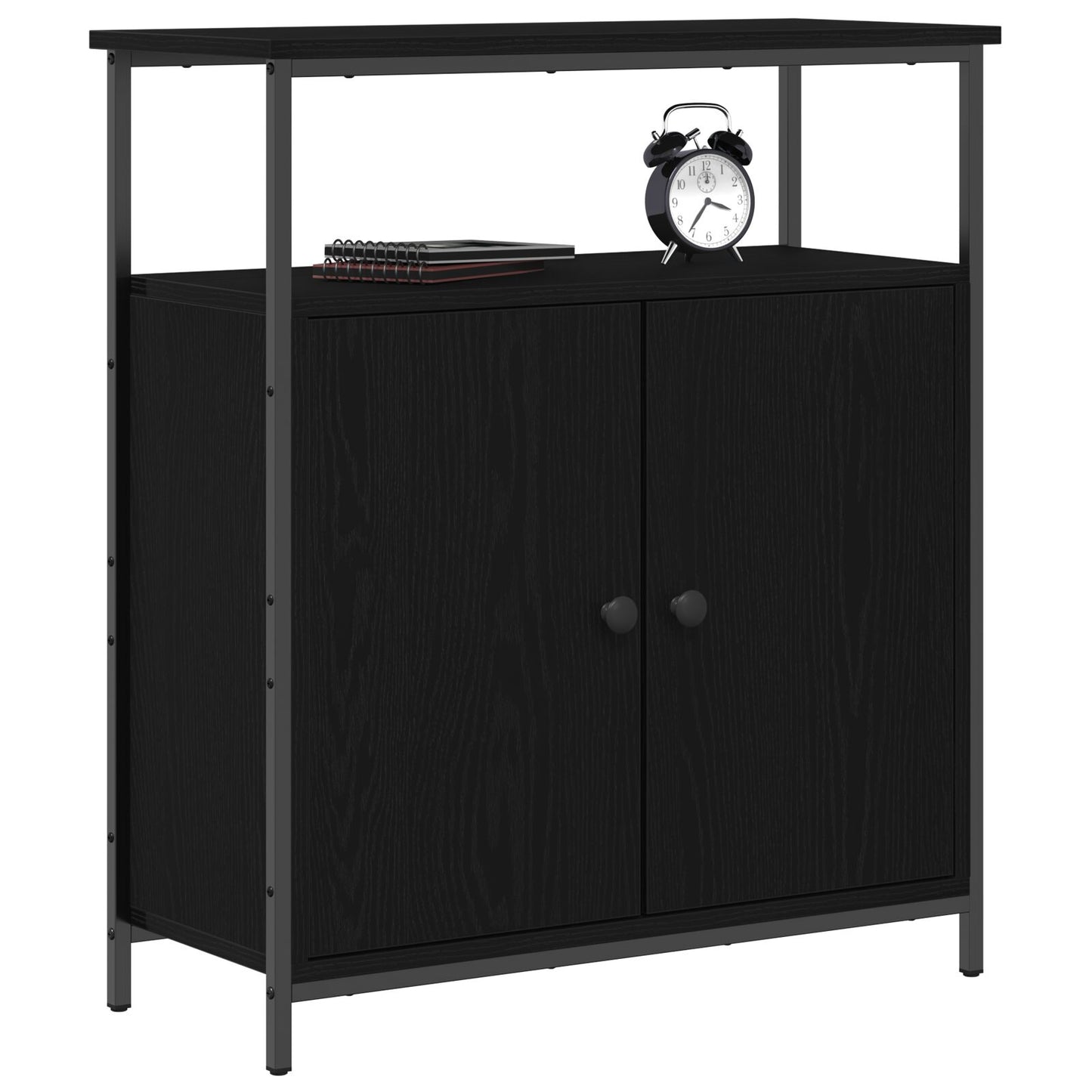 Væghængt Skab Sort Eg 69,5x34x90 cm Konstrueret Træ