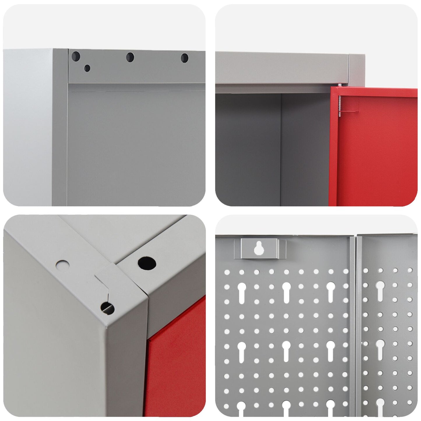 8-dele arbejdsbord og pegboard sæt i rød MDF og metal