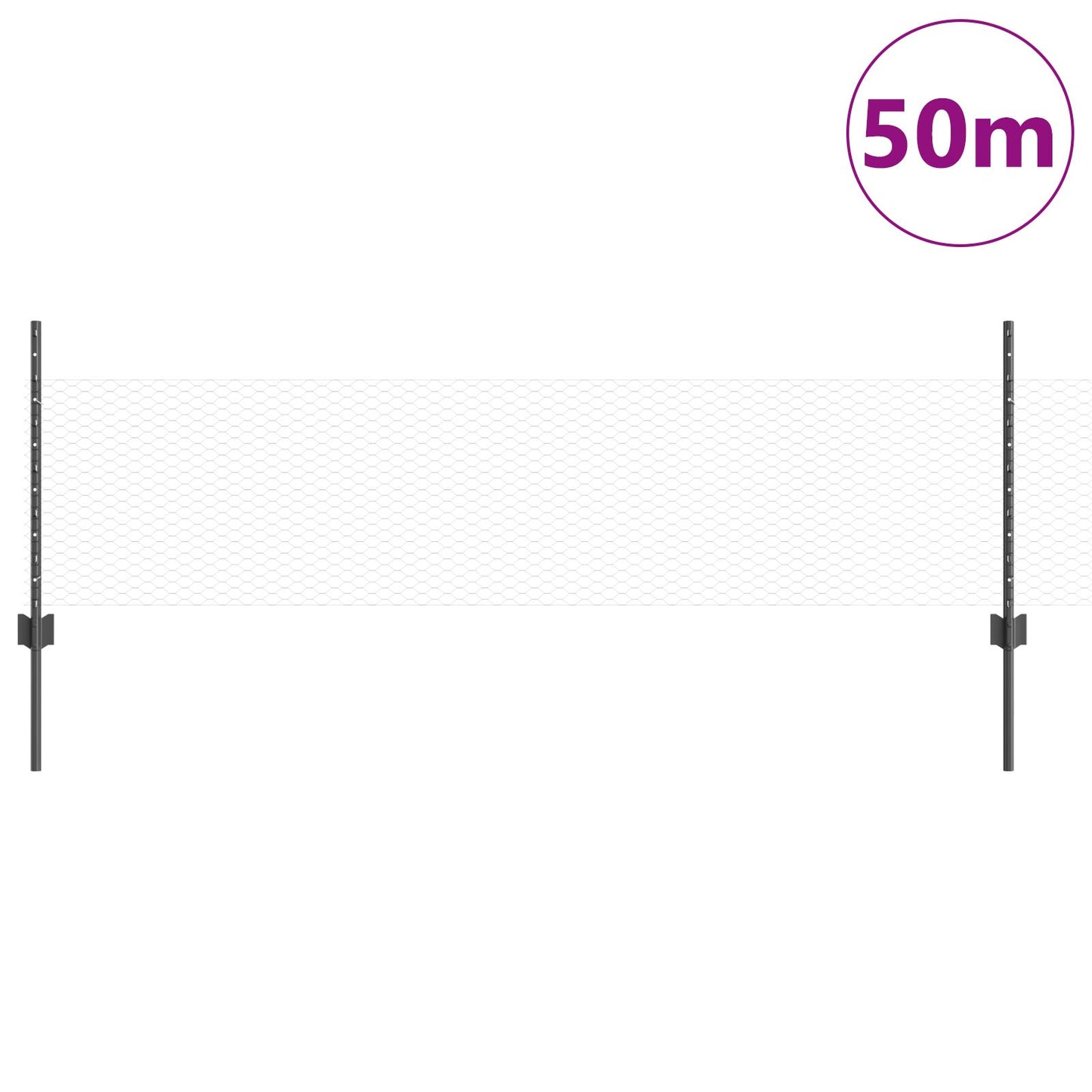 Hegnspæle 11 stk U-Kanal Grå 60 cm Stål, vidaXL Sekskantet hegn Grå 0.5x50 m Stål