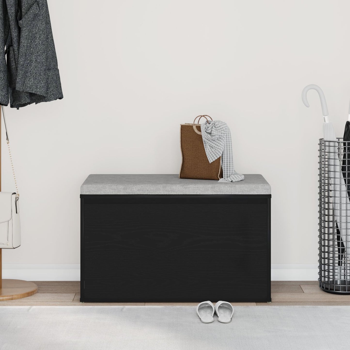 Hallbænk Sort Eg 80x40x45 cm Lavet af Træ