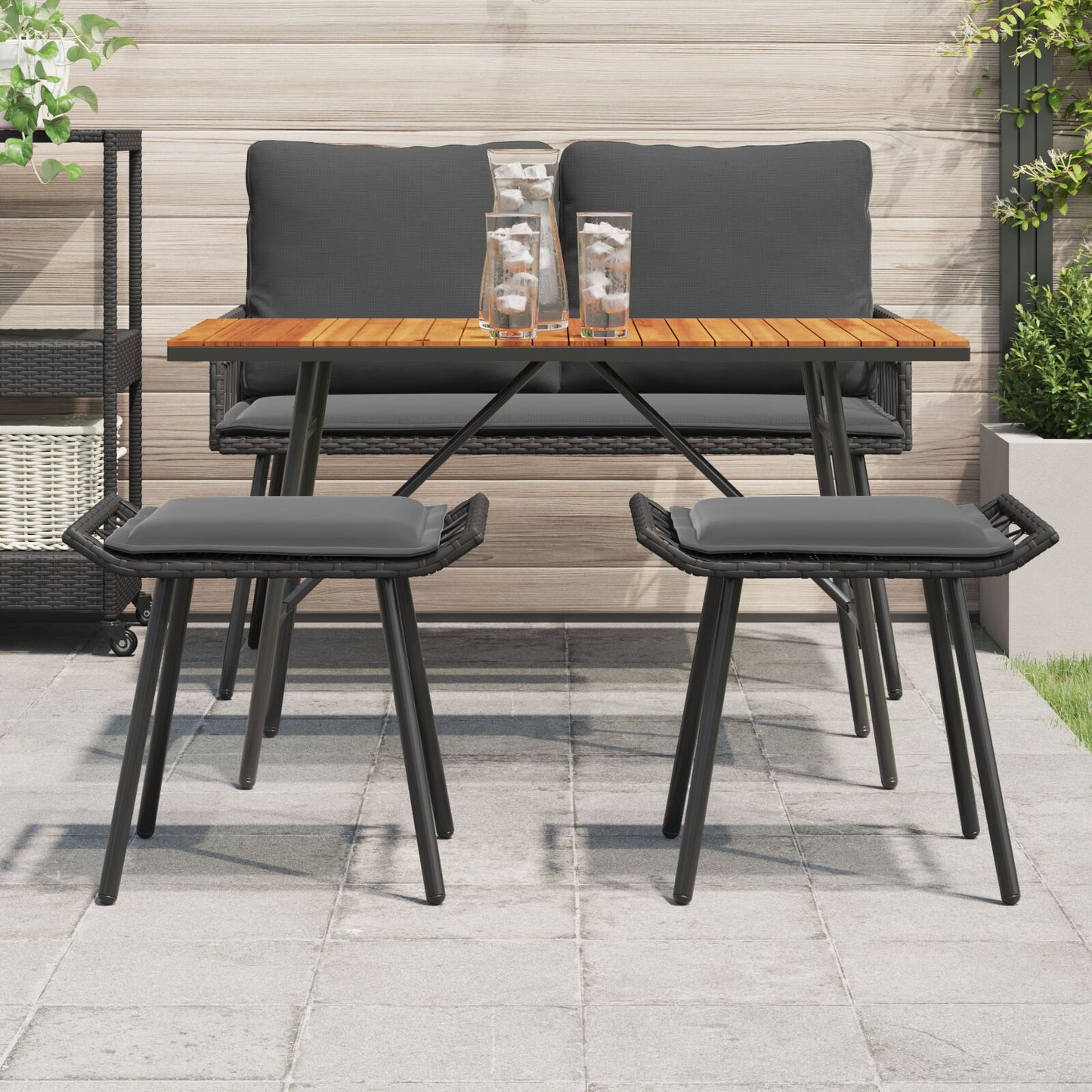 Havebænke 2 stk Sort 50x40x45 cm Poly Rattan