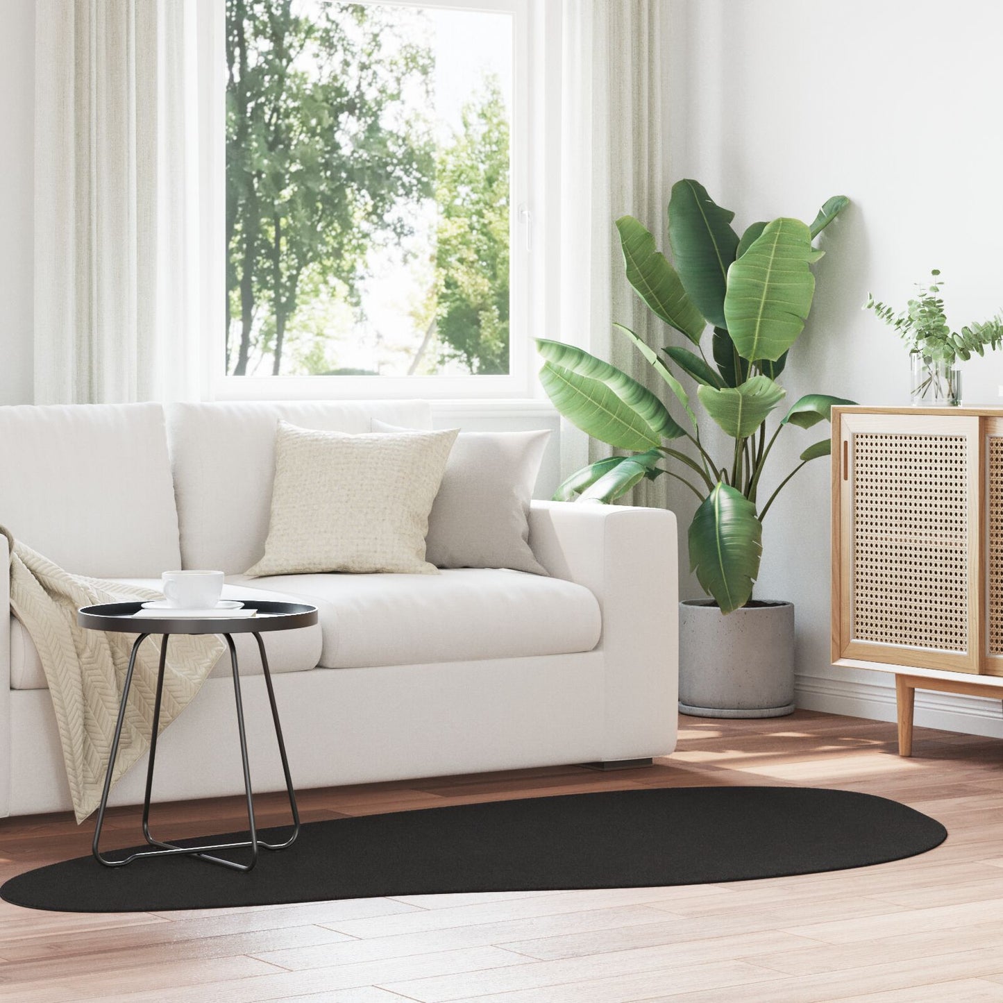 Tæpper Sort Polyester 100 x 200 cm Dekorative indlæg