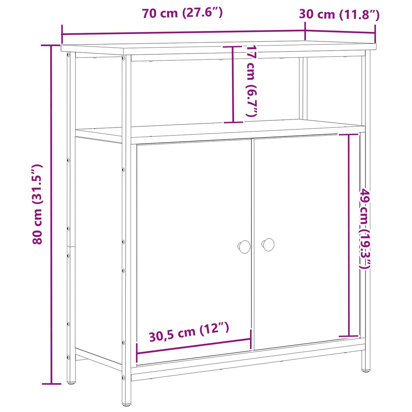 Væghængt Skab Sort Eg 69,5x34x90 cm Konstrueret Træ