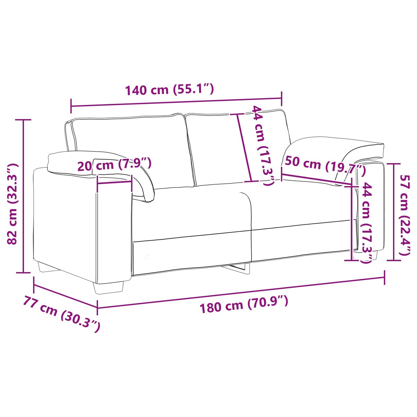 Sofabænk Skygrå 140 cm Stof