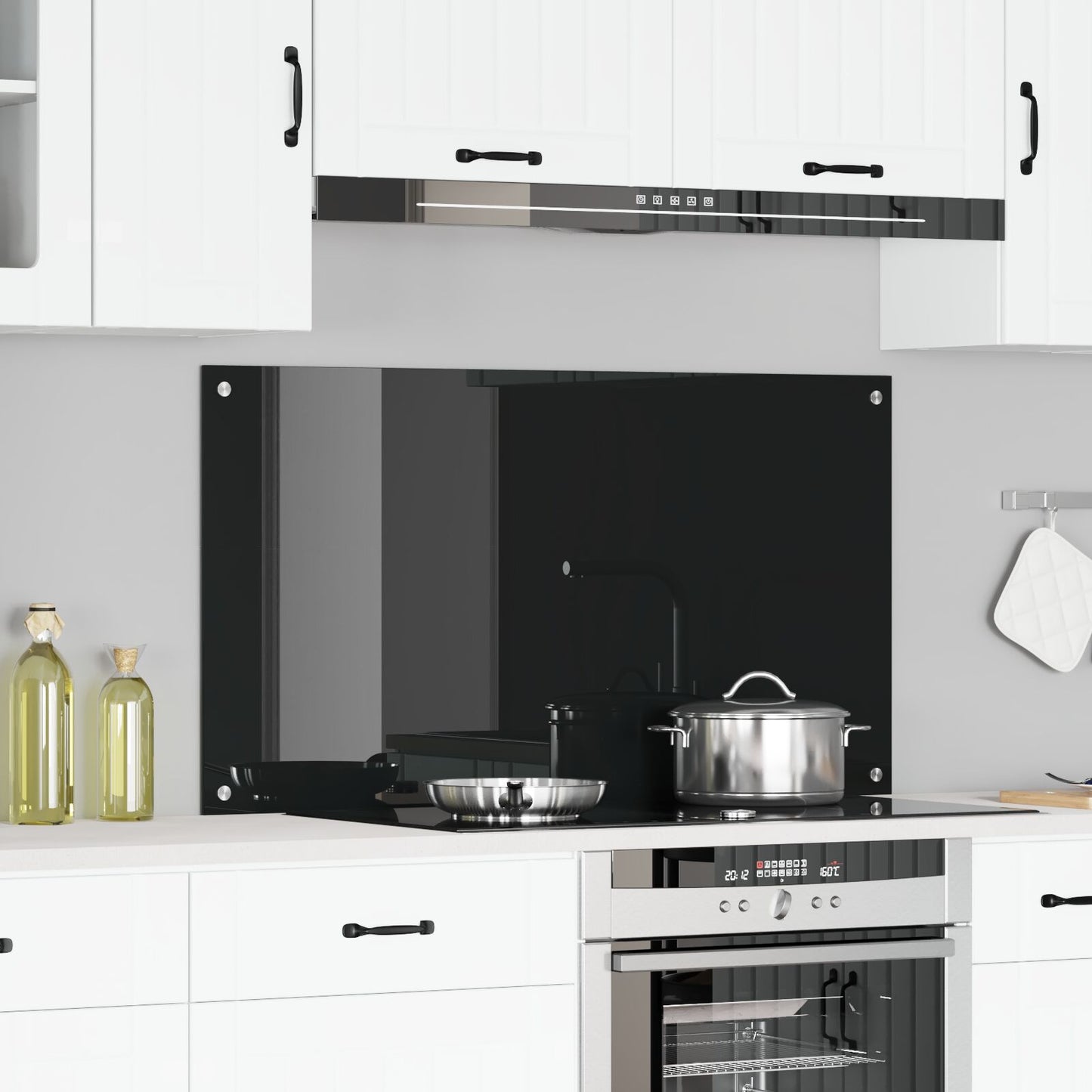 Køkken Backsplash Sort 110x60x0,6 cm Tempereret Glas