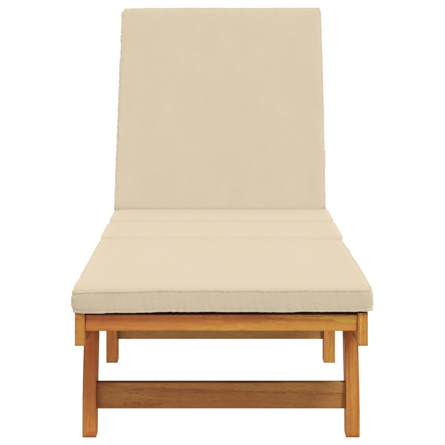 Solsäng med hjul och dyna i beige, tillverkad av massivt trä
