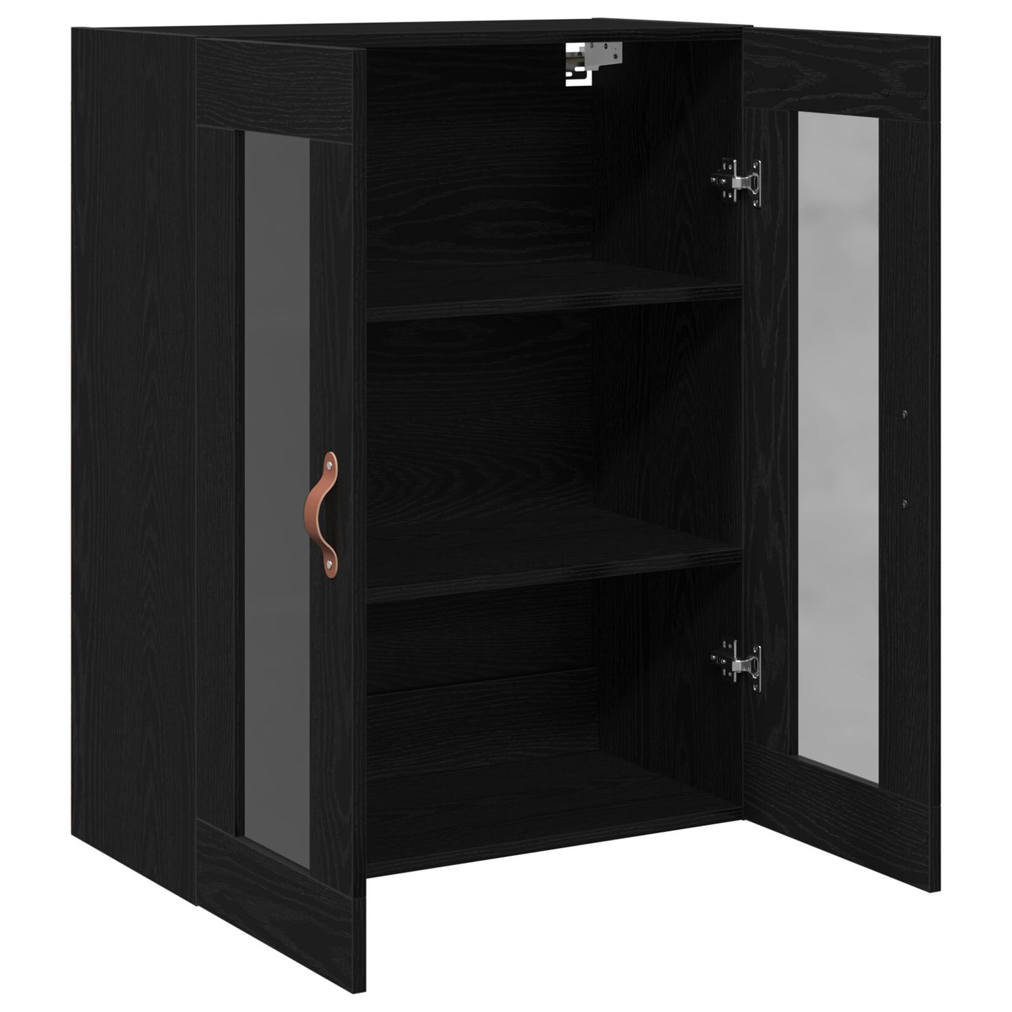 Væghængt Skab med Glasdøre Sort Eg 69,5x34x90 cm
