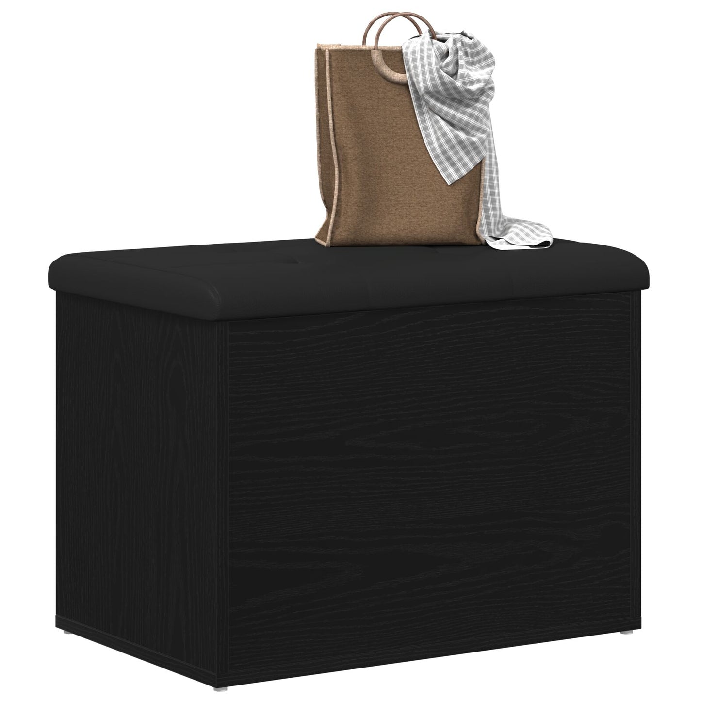Opbevaringsbænk Sort Eg 60x40x45 cm Konstrueret Træ