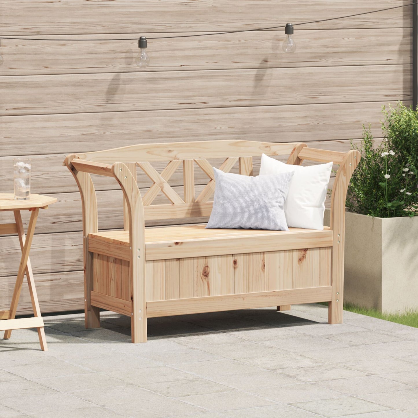 Haveopbevaringsbænk 119x76x44 cm Massivt fyrretræ